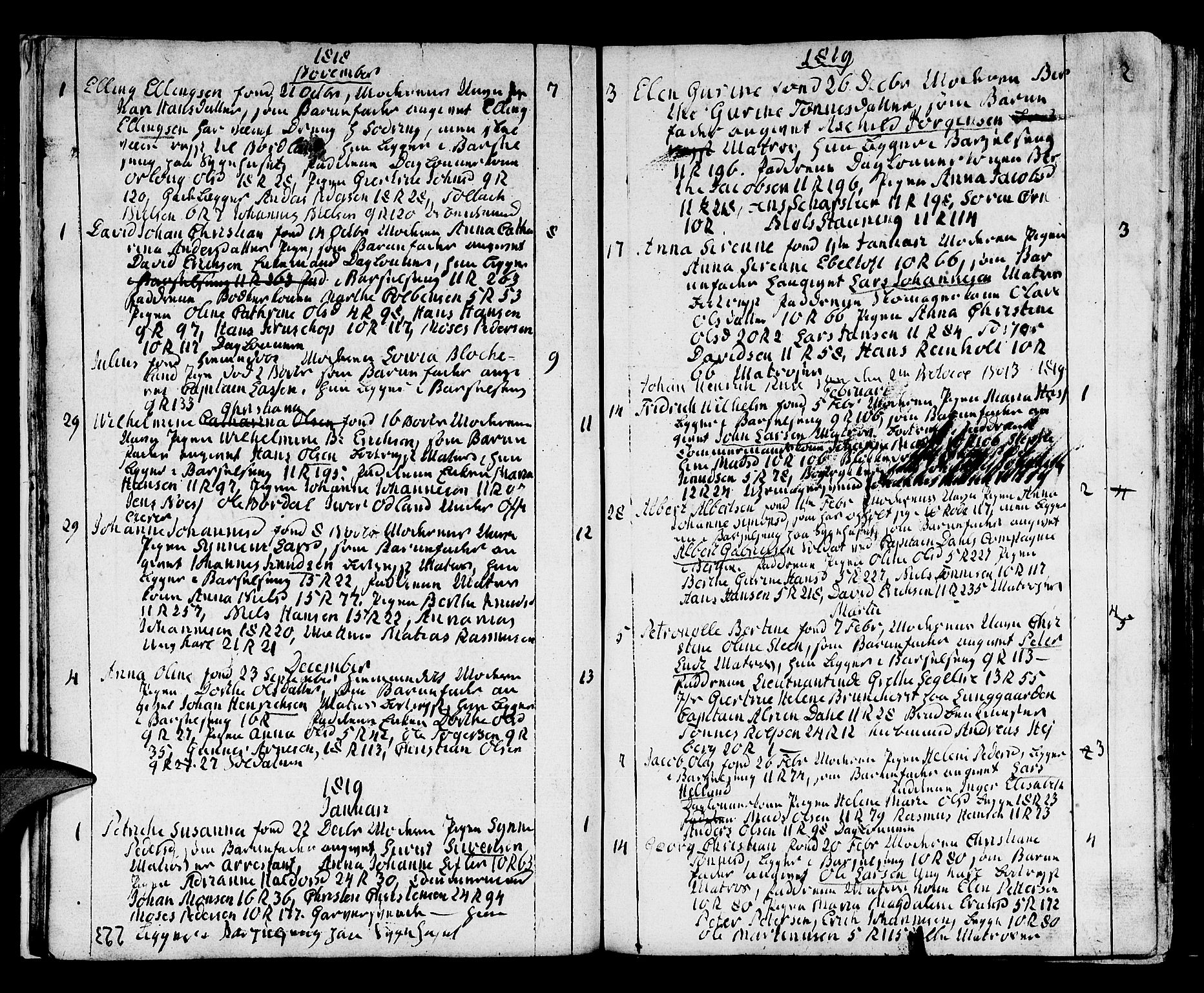 Domkirken sokneprestembete, SAB/A-74801/H/Haa/L0005: Parish register (official) no. A 5, 1808-1820, p. 222-223