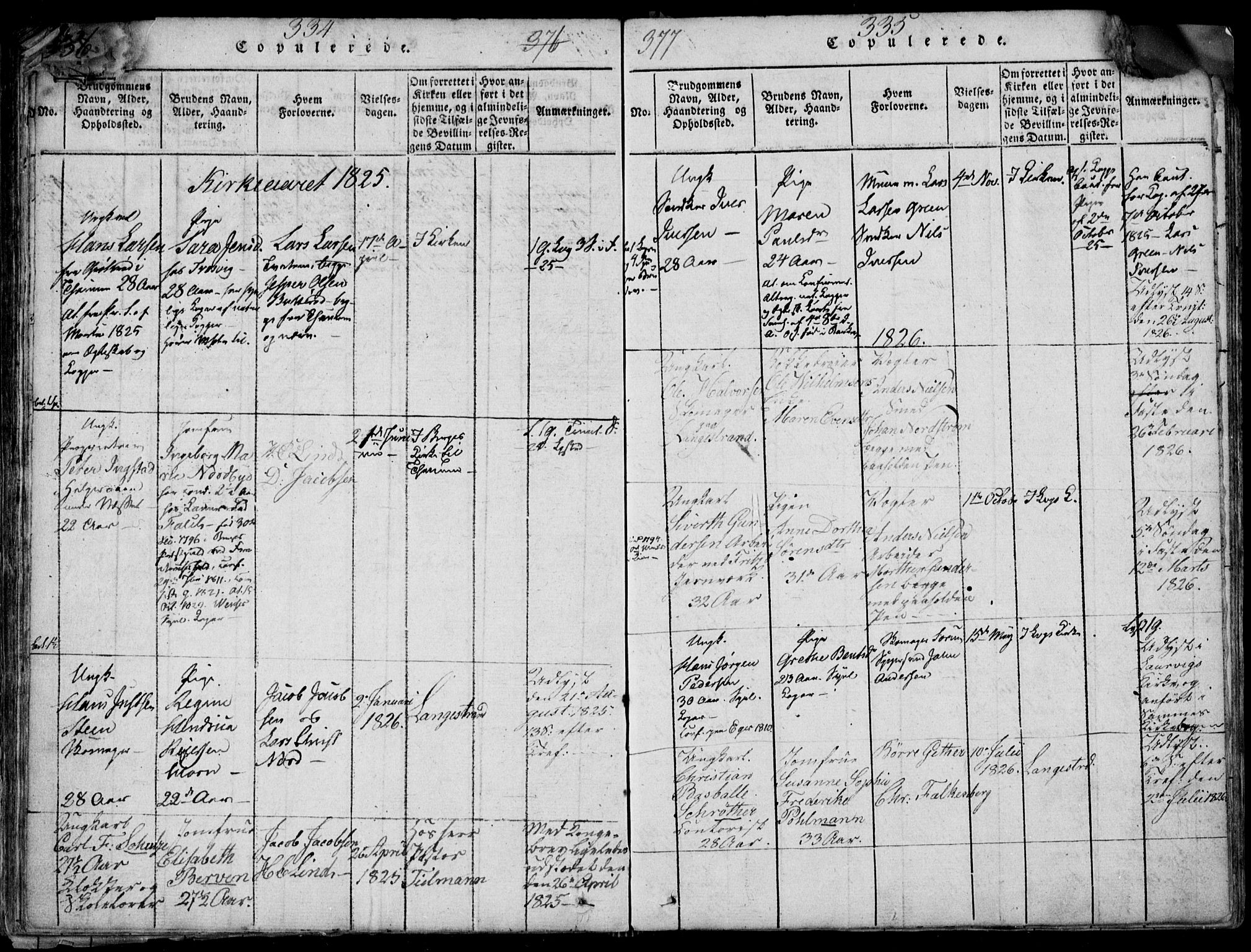 Larvik kirkebøker, SAKO/A-352/F/Fb/L0002: Parish register (official) no. II 2, 1818-1842, p. 334-335