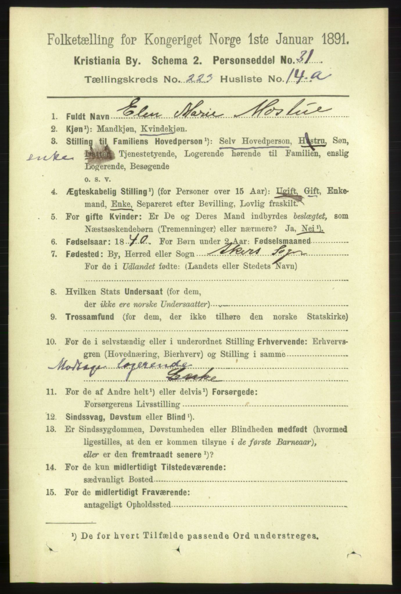 RA, 1891 census for 0301 Kristiania, 1891, p. 134555