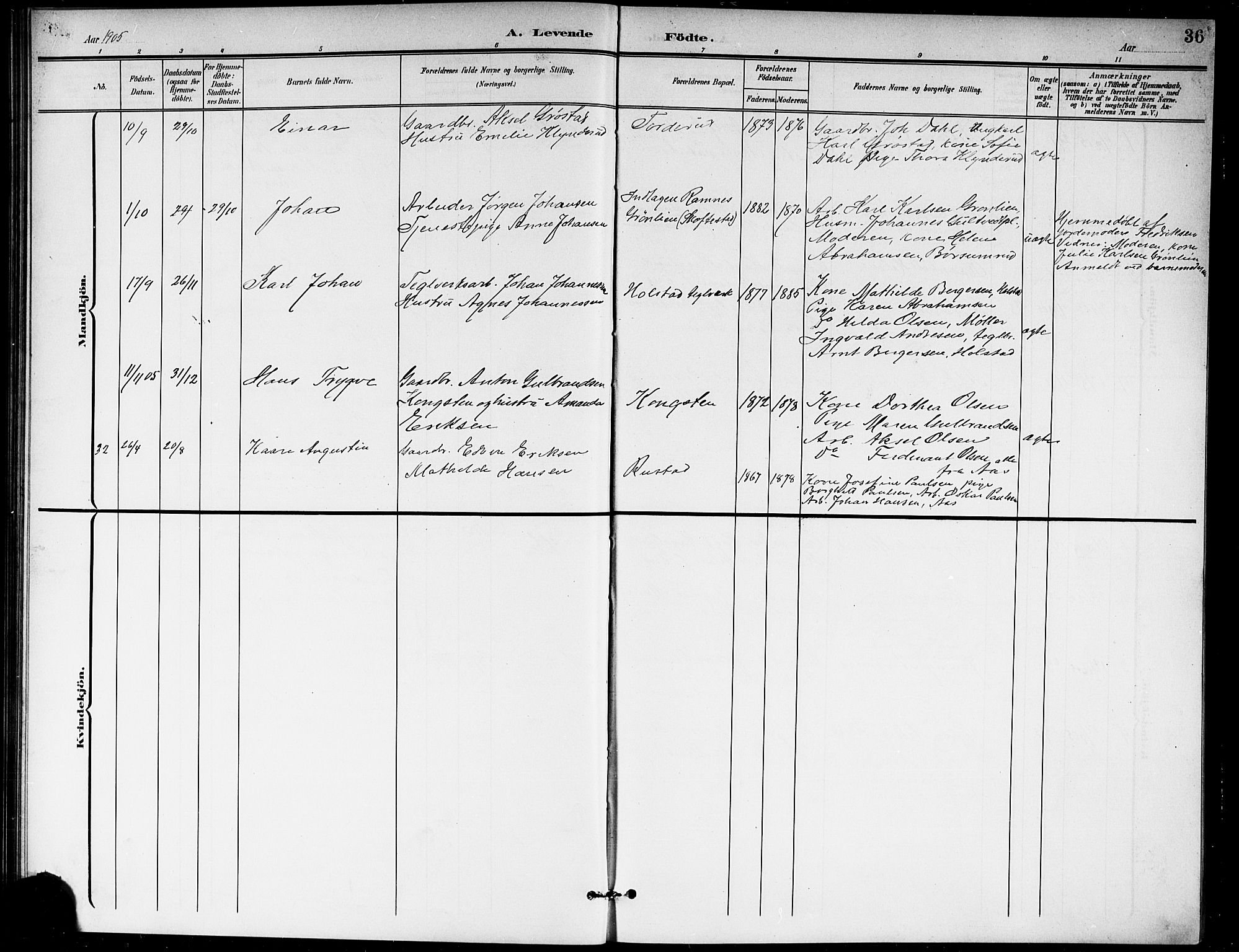 Ås prestekontor Kirkebøker, AV/SAO-A-10894/G/Ga/L0004: Parish register (copy) no. I 4, 1901-1915, p. 36
