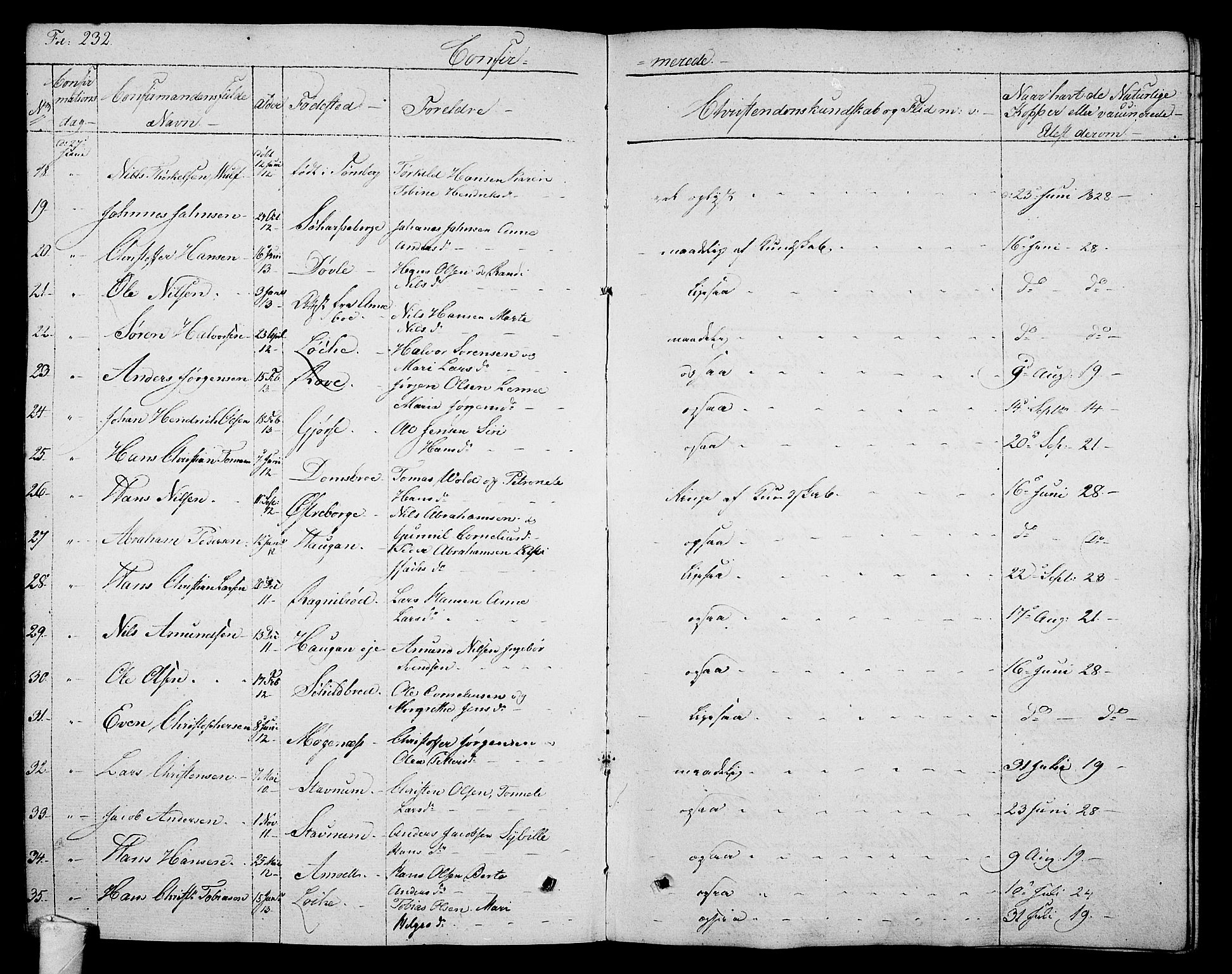 Stokke kirkebøker, SAKO/A-320/F/Fa/L0006: Parish register (official) no. I 6, 1826-1843, p. 232