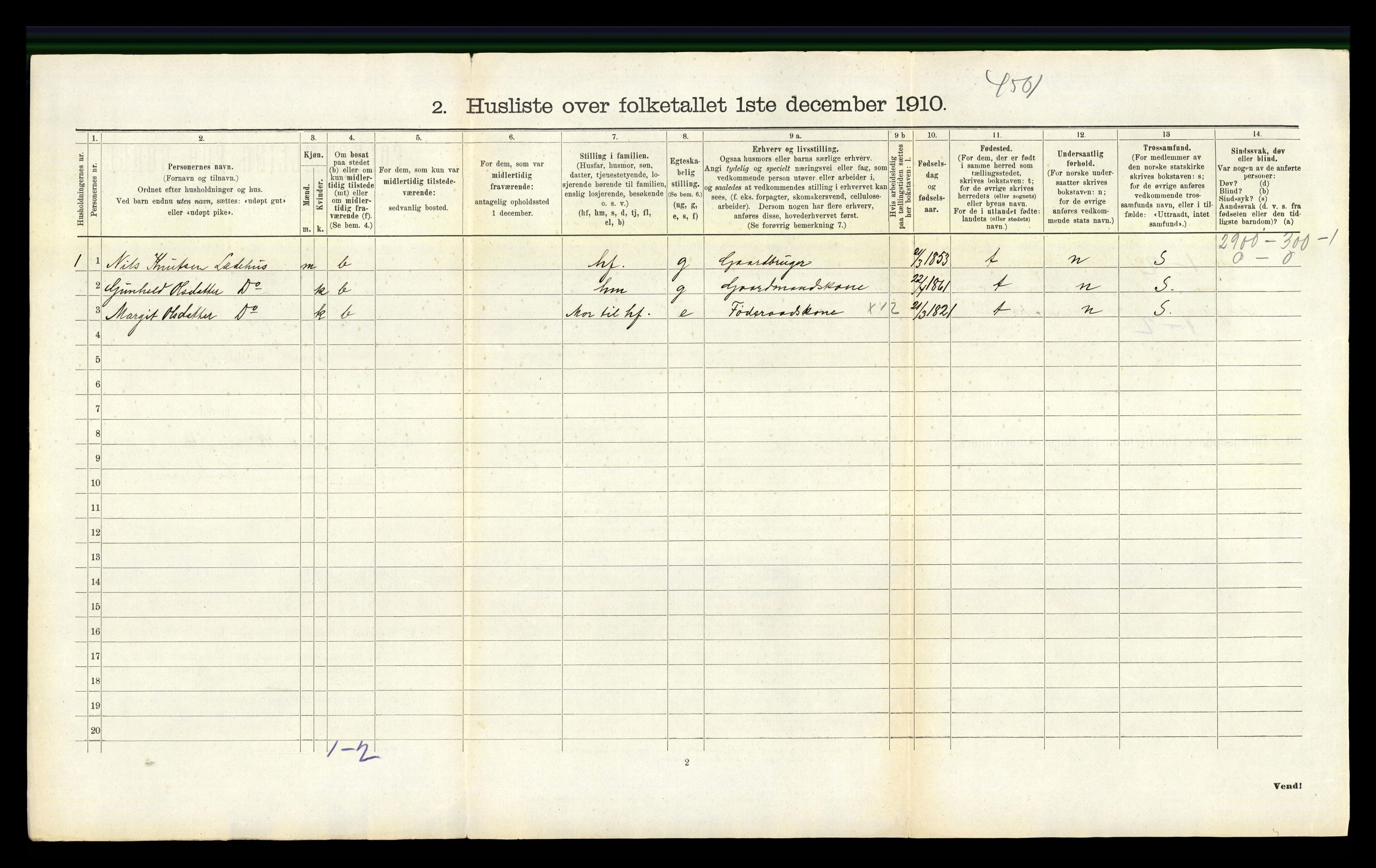 RA, 1910 census for Uvdal, 1910, p. 316