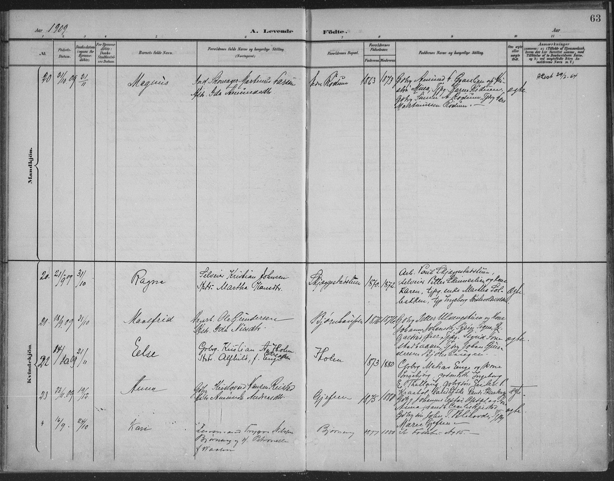 Østre Gausdal prestekontor, SAH/PREST-092/H/Ha/Haa/L0004: Parish register (official) no. 4, 1898-1914, p. 63
