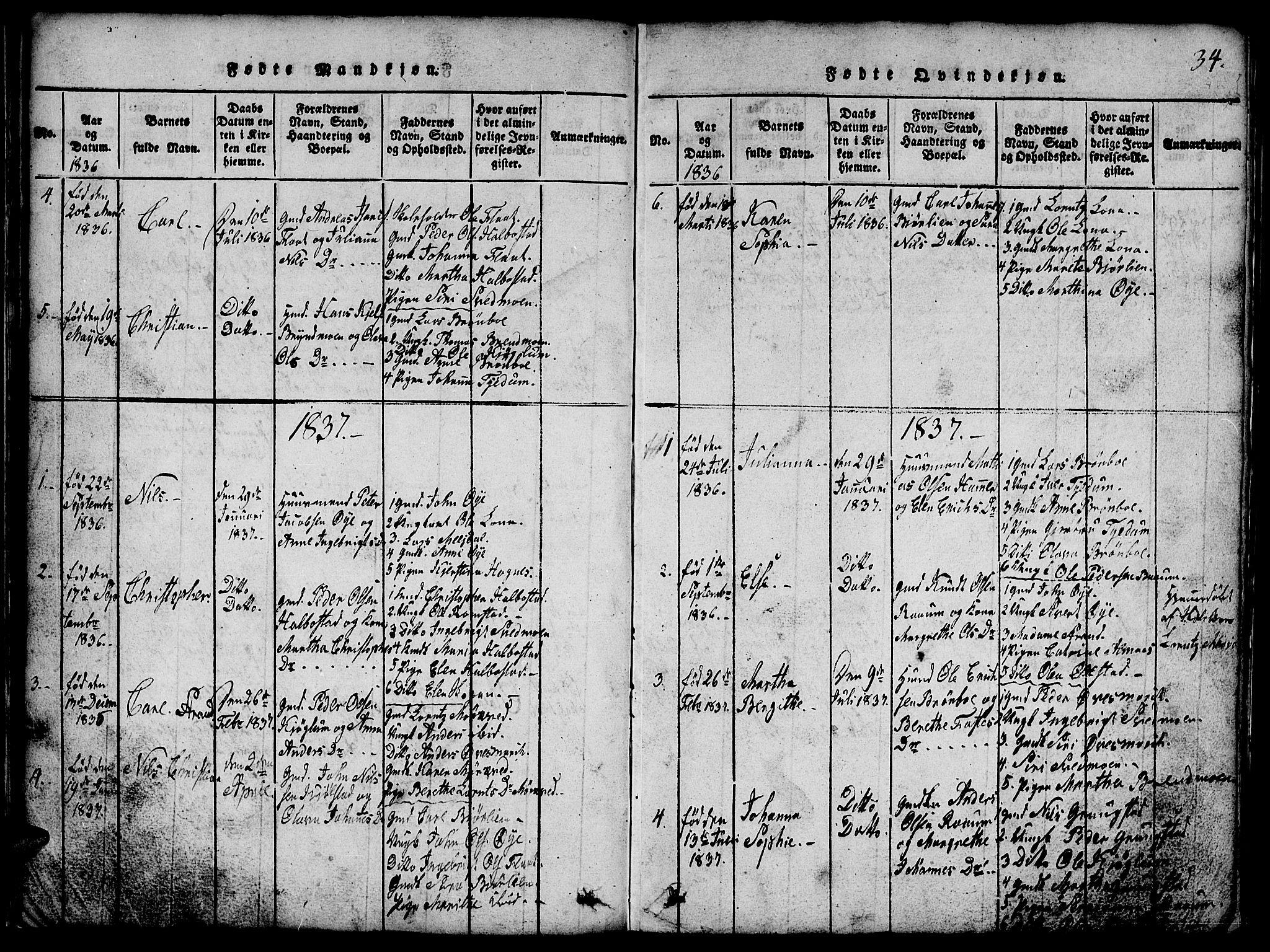 Ministerialprotokoller, klokkerbøker og fødselsregistre - Nord-Trøndelag, SAT/A-1458/765/L0562: Parish register (copy) no. 765C01, 1817-1851, p. 34