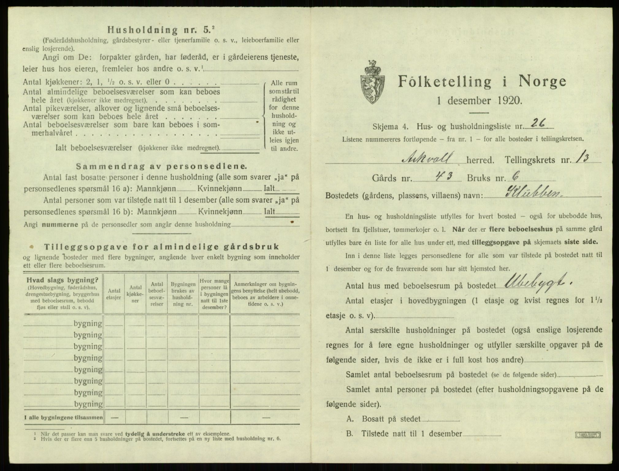 SAB, 1920 census for Askvoll, 1920, p. 717