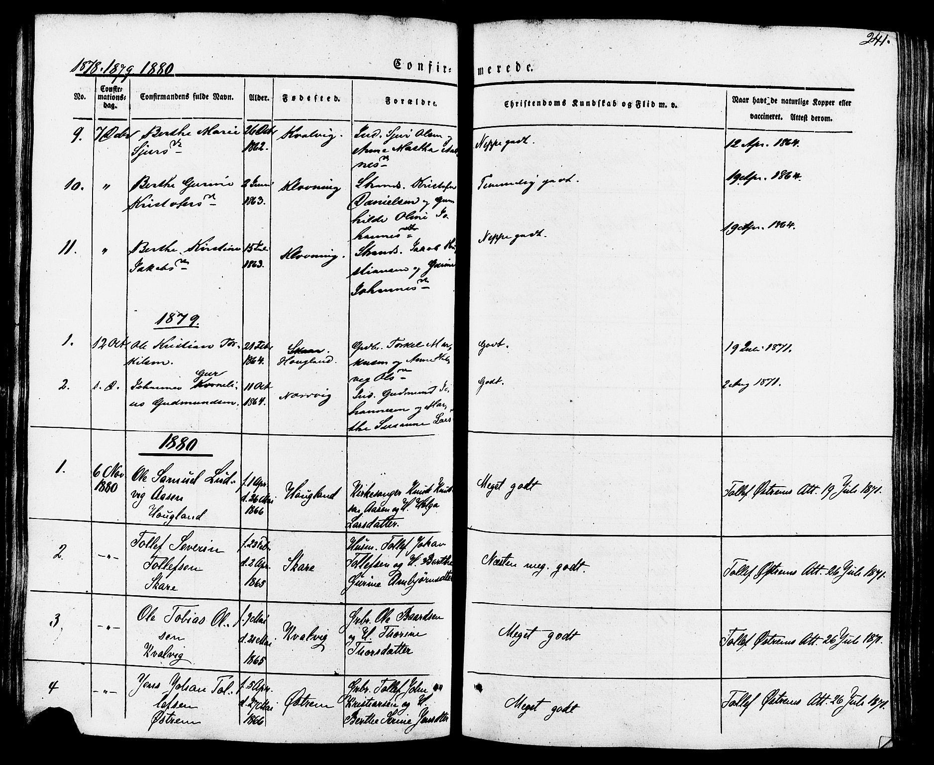 Torvastad sokneprestkontor, AV/SAST-A -101857/H/Ha/Haa/L0007: Parish register (official) no. A 7, 1838-1882, p. 241