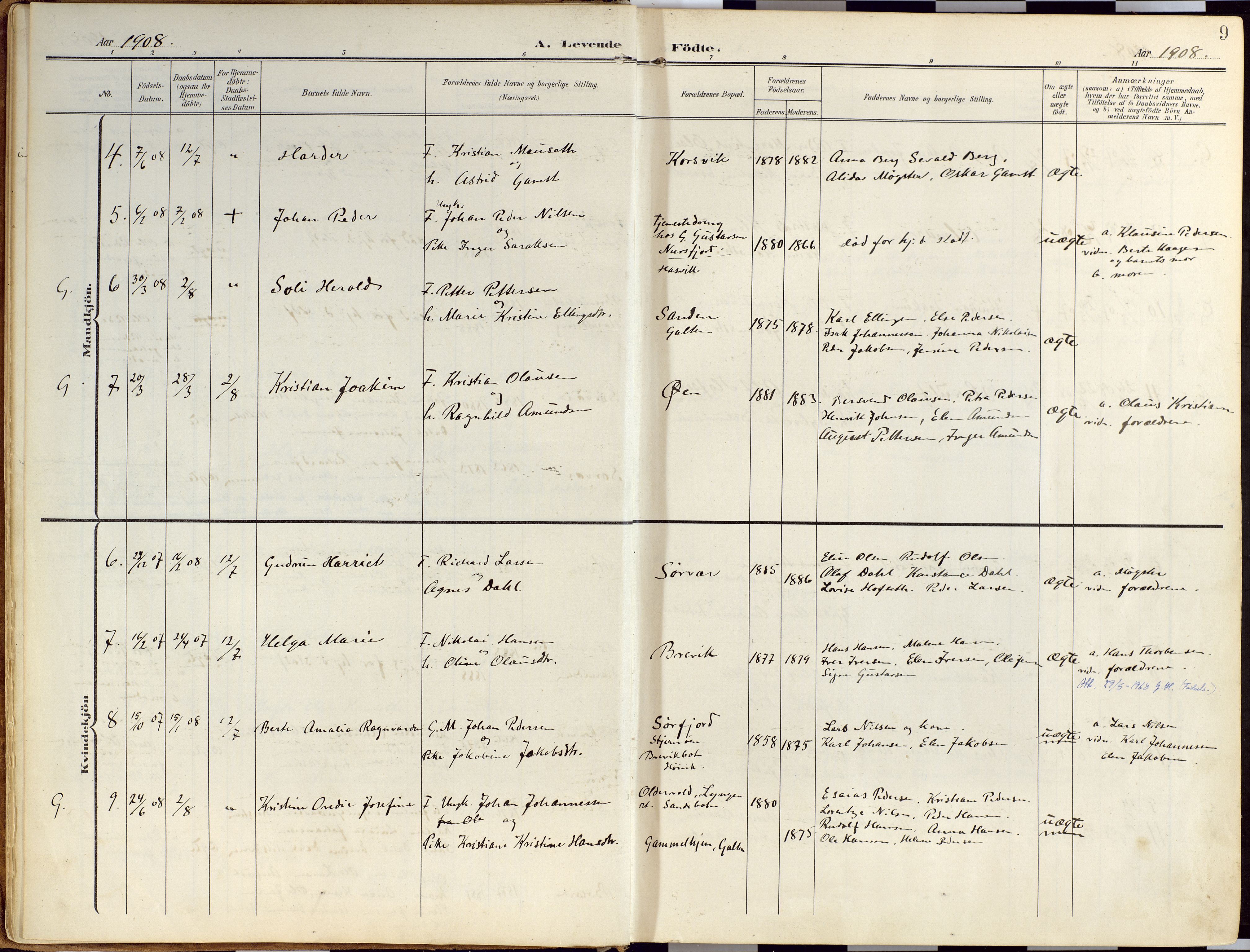 Loppa sokneprestkontor, AV/SATØ-S-1339/H/Ha/L0010kirke: Parish register (official) no. 10, 1907-1922, p. 9