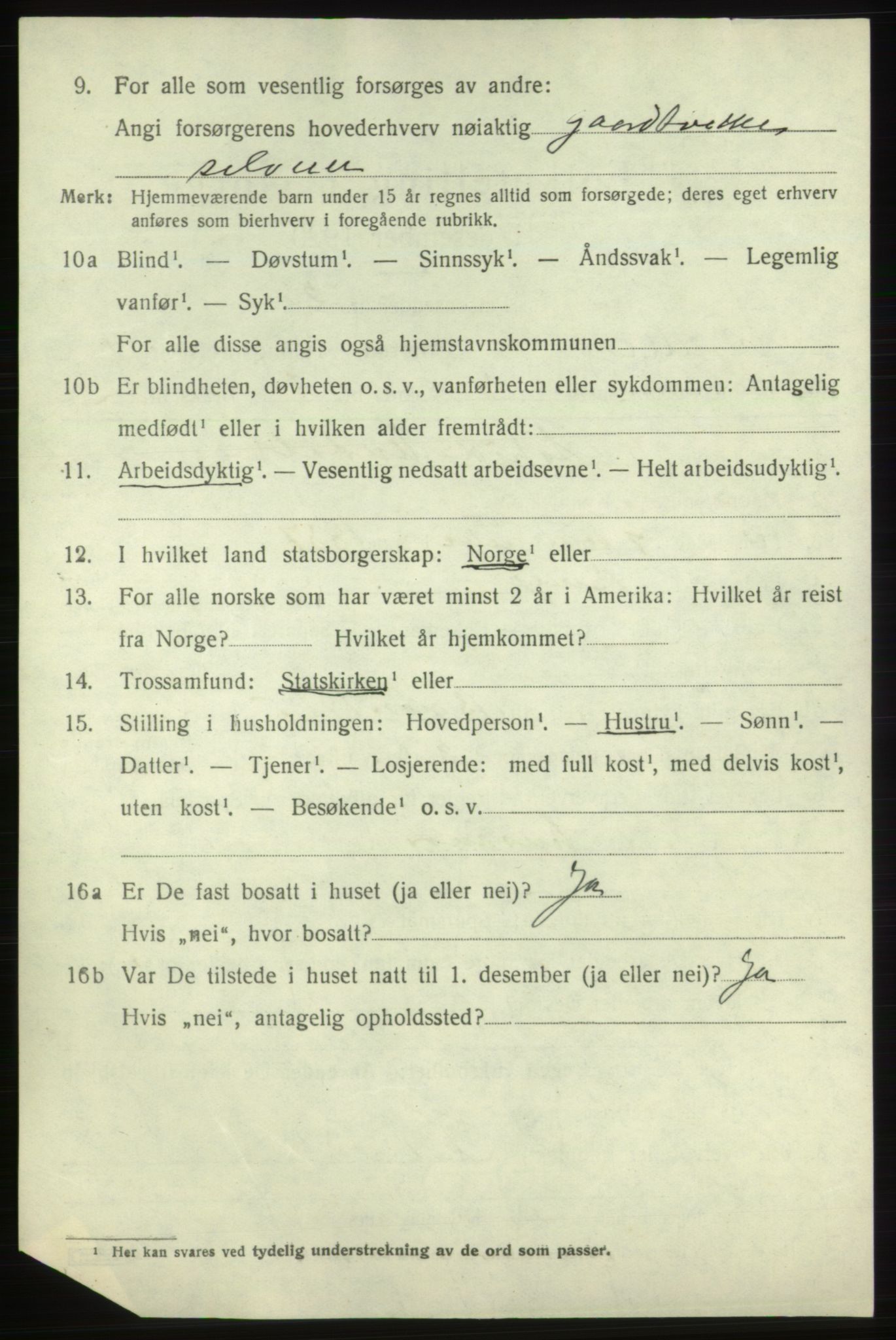 SAB, 1920 census for Fjelberg, 1920, p. 4424