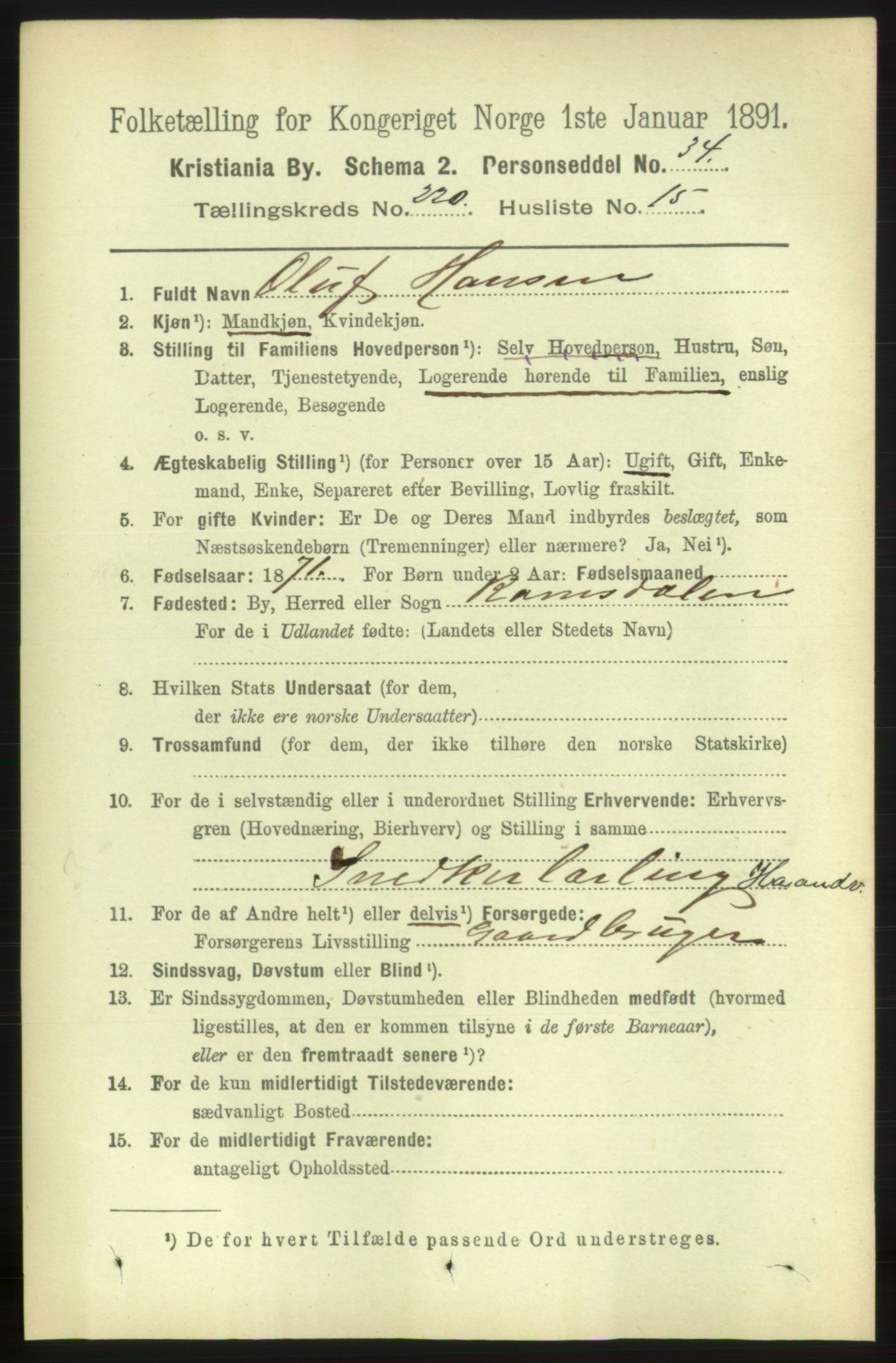 RA, 1891 census for 0301 Kristiania, 1891, p. 131432