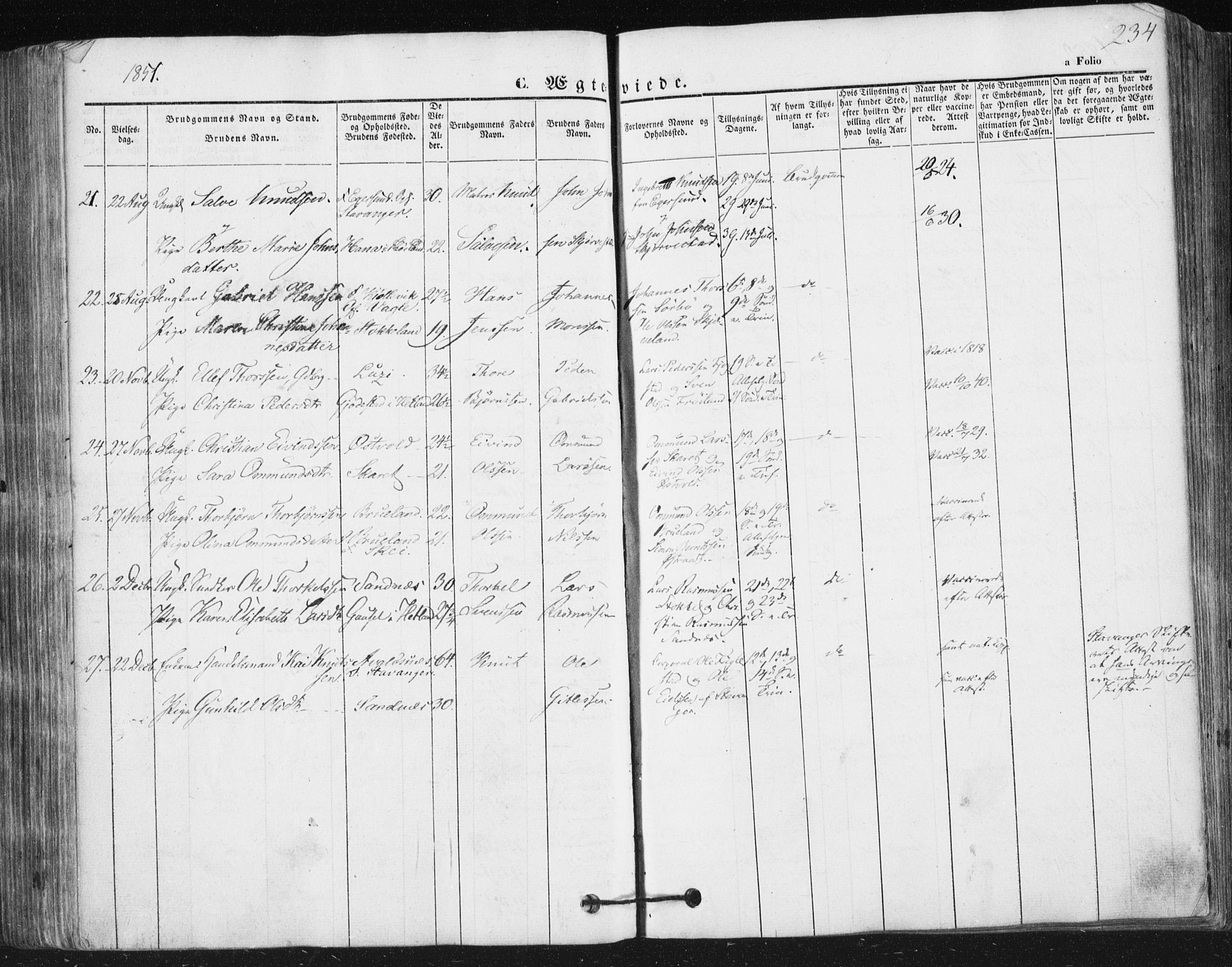 Høyland sokneprestkontor, SAST/A-101799/001/30BA/L0008: Parish register (official) no. A 8, 1841-1856, p. 234
