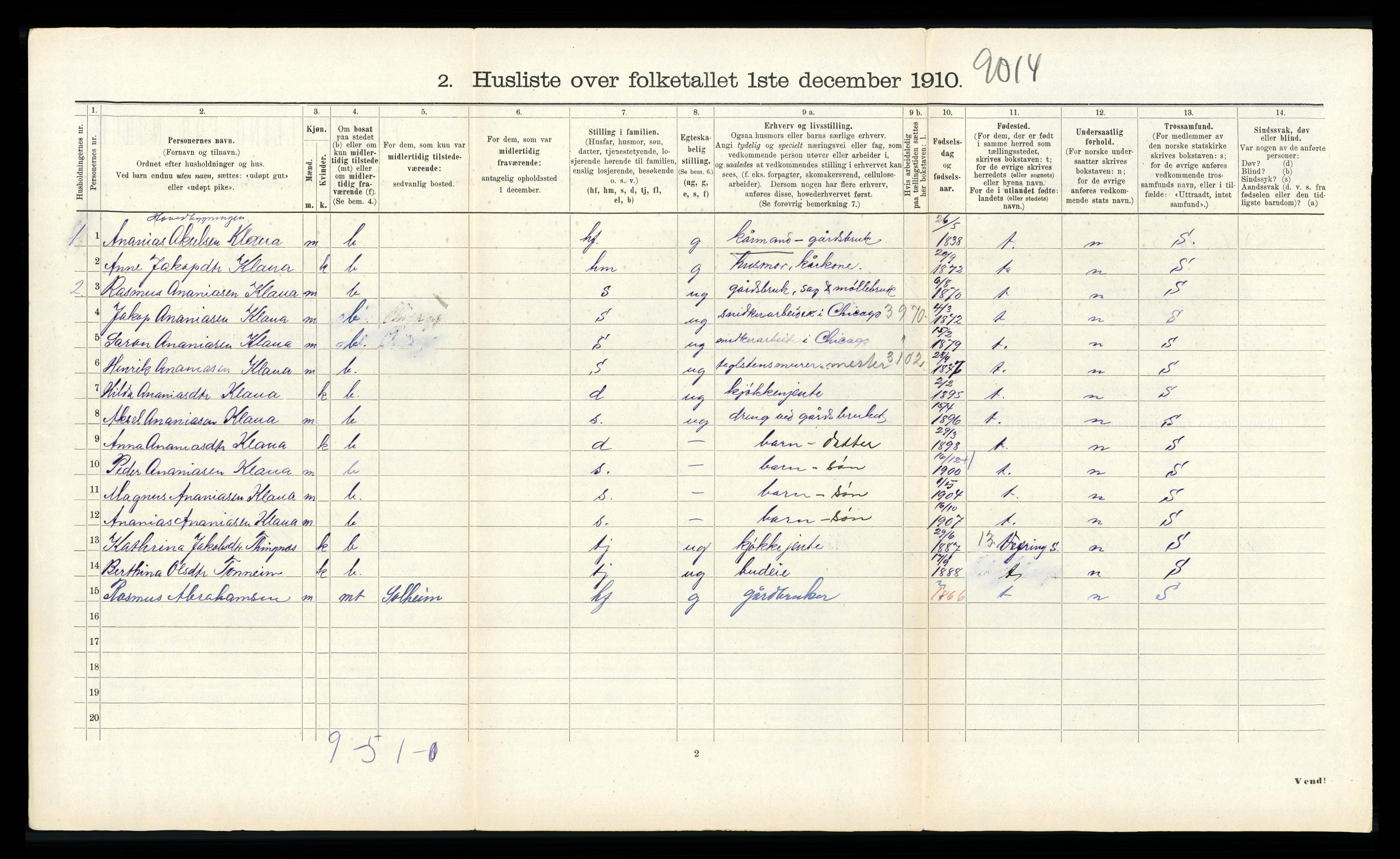 RA, 1910 census for Kinn, 1910, p. 249