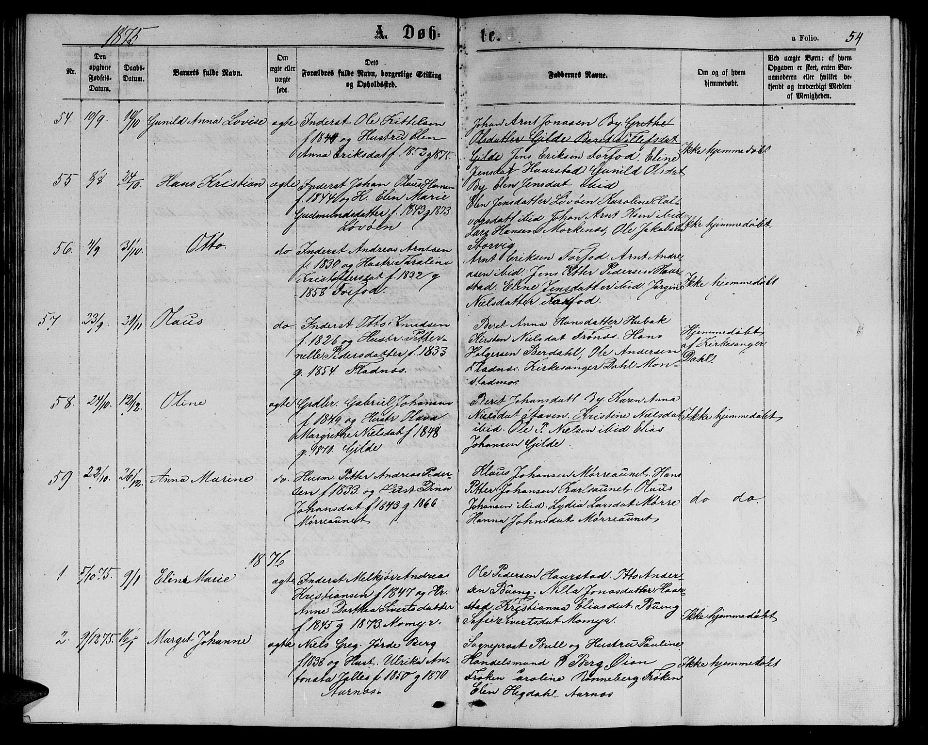 Ministerialprotokoller, klokkerbøker og fødselsregistre - Sør-Trøndelag, SAT/A-1456/655/L0686: Parish register (copy) no. 655C02, 1866-1879, p. 54