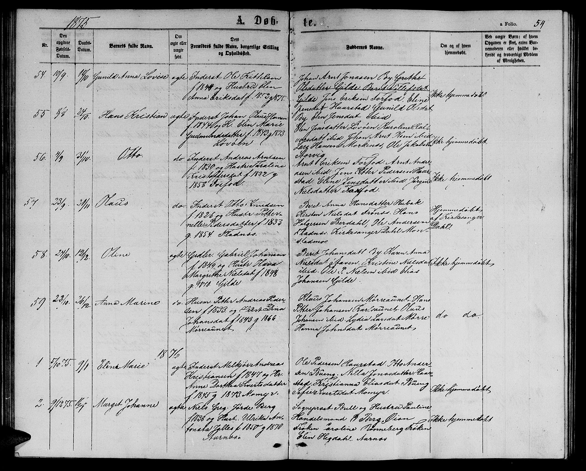 Ministerialprotokoller, klokkerbøker og fødselsregistre - Sør-Trøndelag, AV/SAT-A-1456/655/L0686: Parish register (copy) no. 655C02, 1866-1879, p. 54