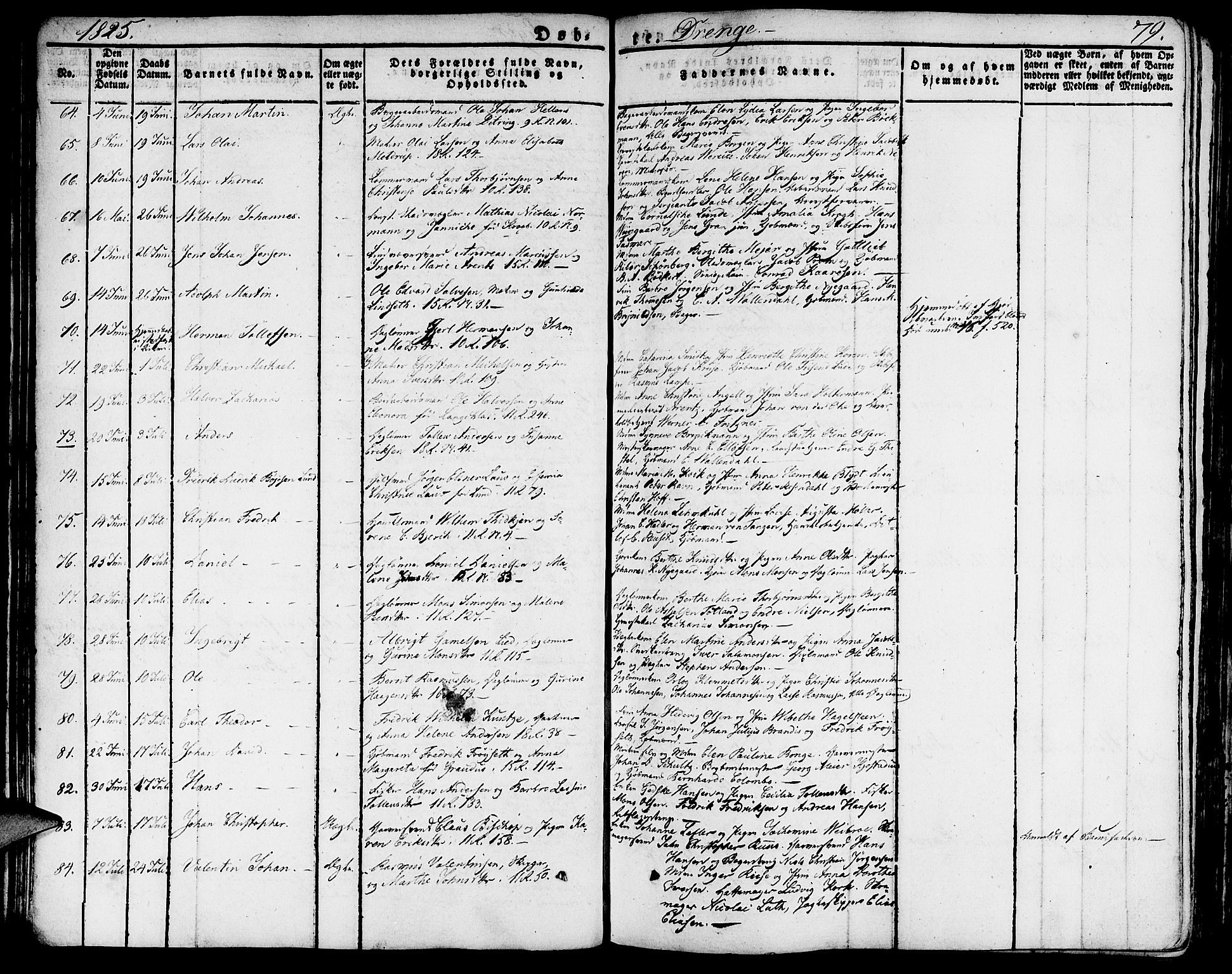Domkirken sokneprestembete, SAB/A-74801/H/Haa/L0012: Parish register (official) no. A 12, 1821-1840, p. 79