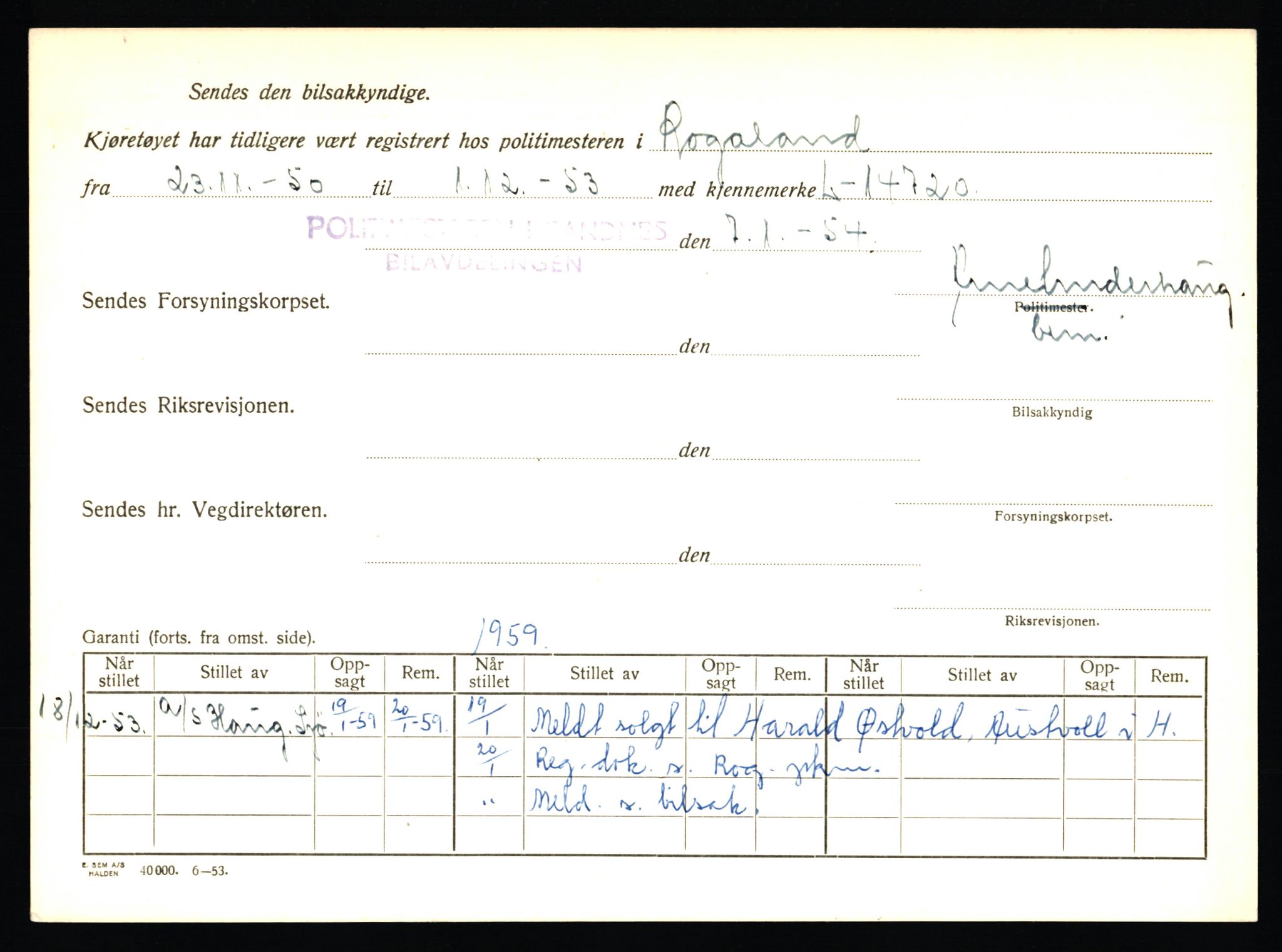 Stavanger trafikkstasjon, AV/SAST-A-101942/0/F/L0033: L-18150 - L-18599, 1930-1971, p. 322