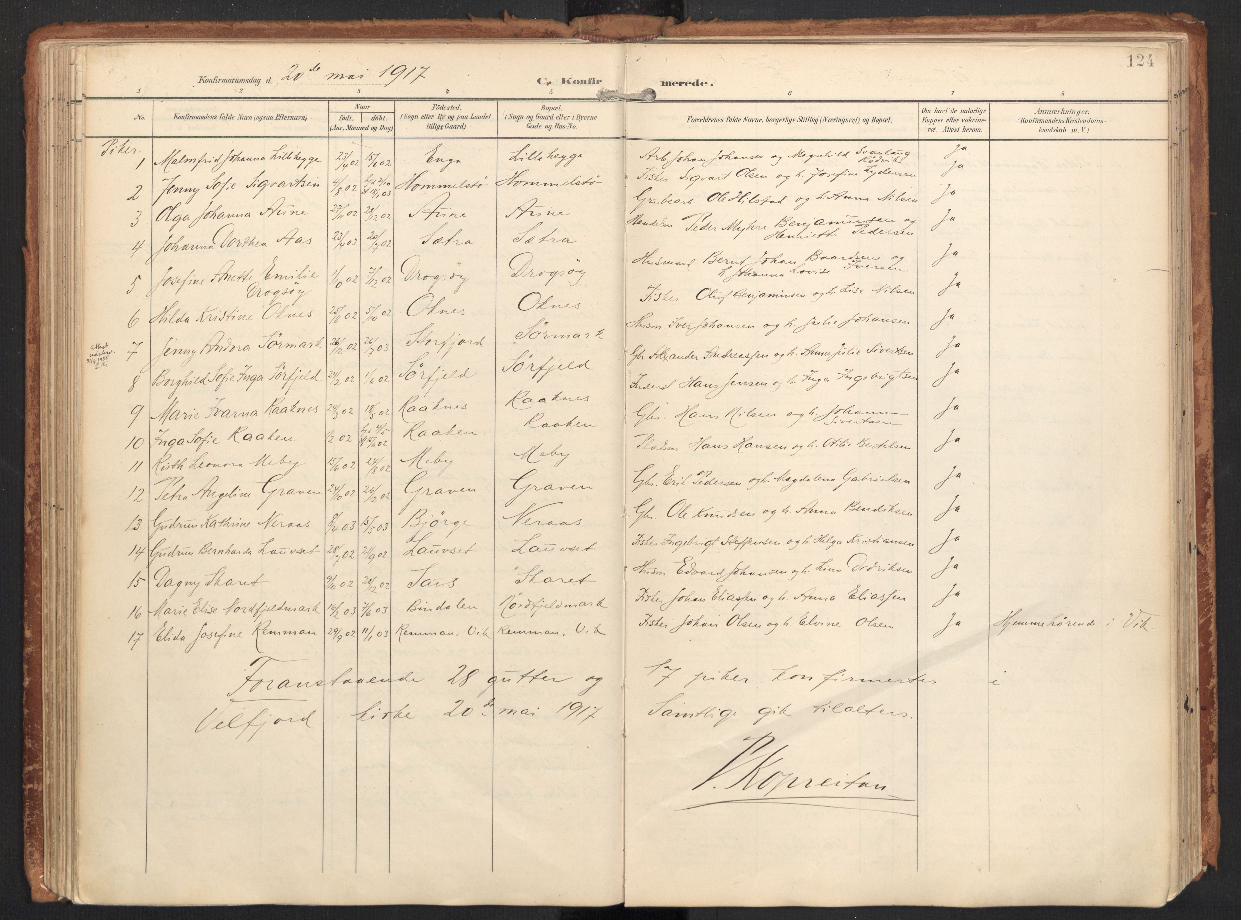 Ministerialprotokoller, klokkerbøker og fødselsregistre - Nordland, AV/SAT-A-1459/814/L0227: Parish register (official) no. 814A08, 1899-1920, p. 124