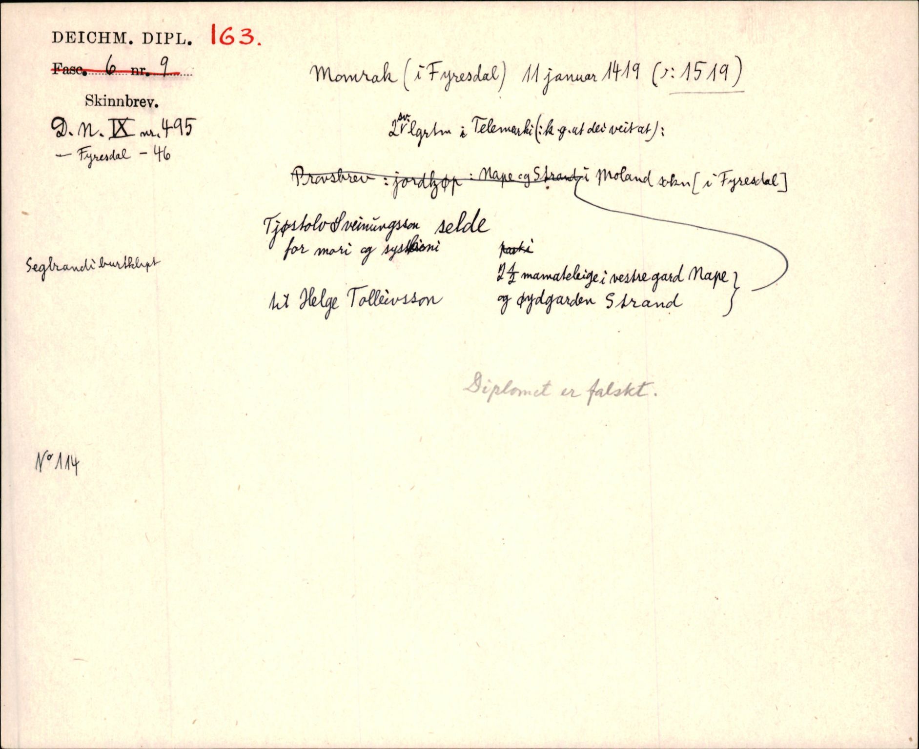 Riksarkivets diplomsamling, AV/RA-EA-5965/F35/F35j/L0001: Regestsedler: Deichmanske diplomer nr. 1-450, p. 337