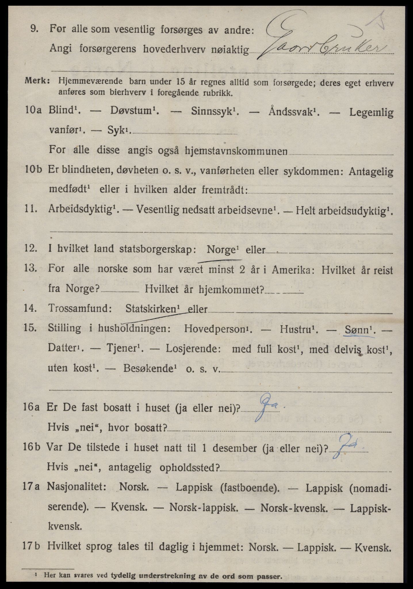 SAT, 1920 census for Budal, 1920, p. 239