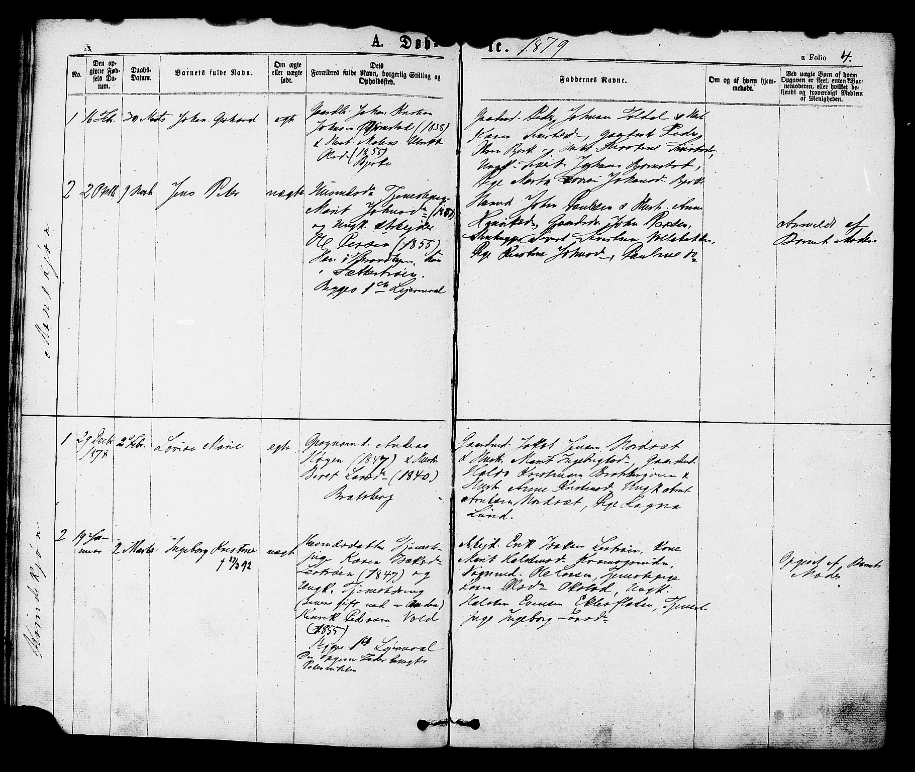 Ministerialprotokoller, klokkerbøker og fødselsregistre - Sør-Trøndelag, SAT/A-1456/608/L0334: Parish register (official) no. 608A03, 1877-1886, p. 4