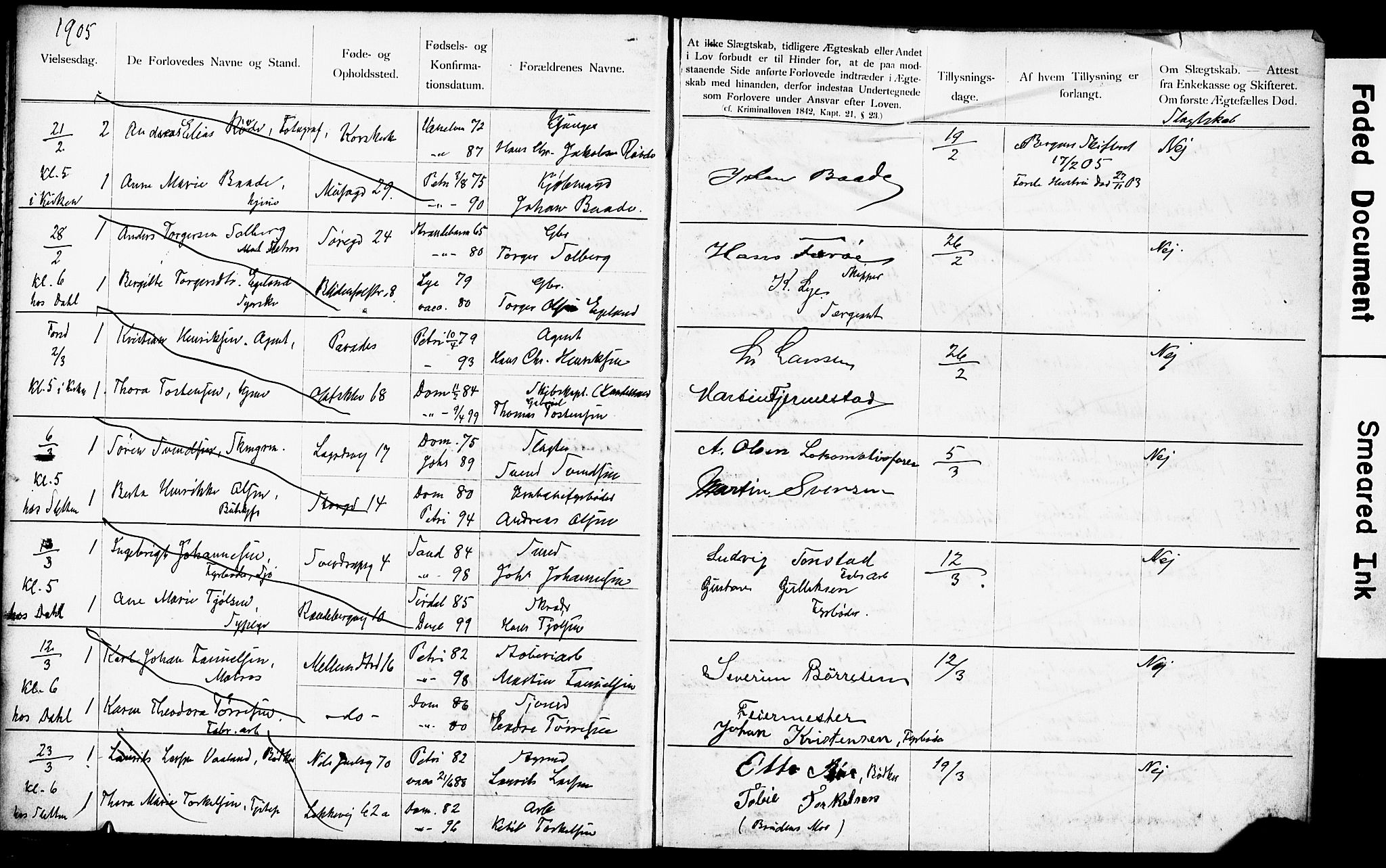 Domkirken sokneprestkontor, AV/SAST-A-101812/001/70/705BA/L0005: Banns register no. 5, 1904-1914
