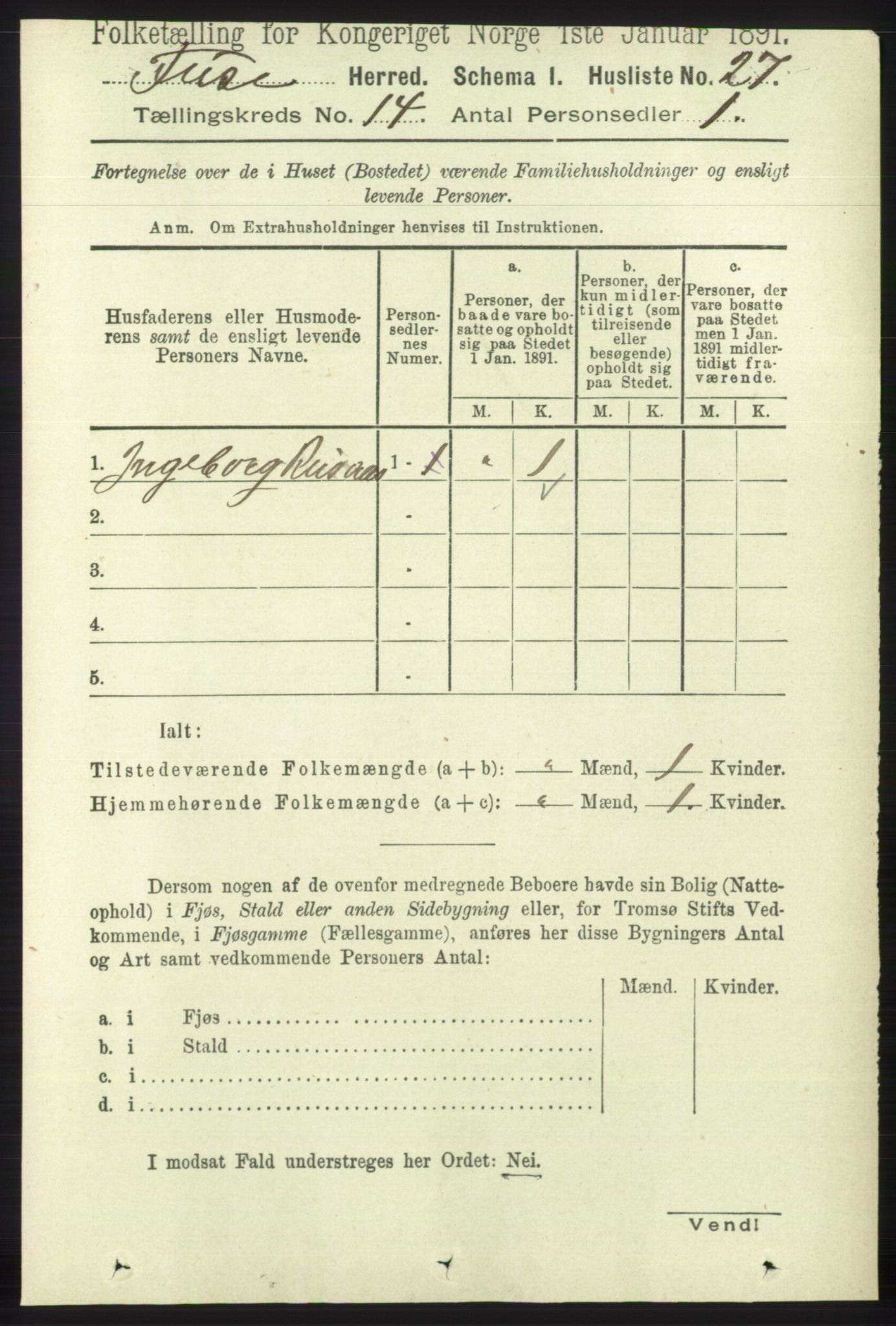 RA, 1891 census for 1241 Fusa, 1891, p. 3168