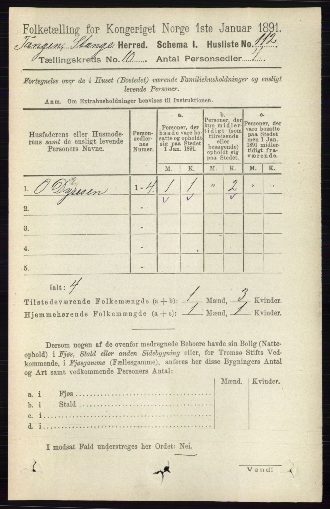 RA, 1891 census for 0417 Stange, 1891, p. 6795