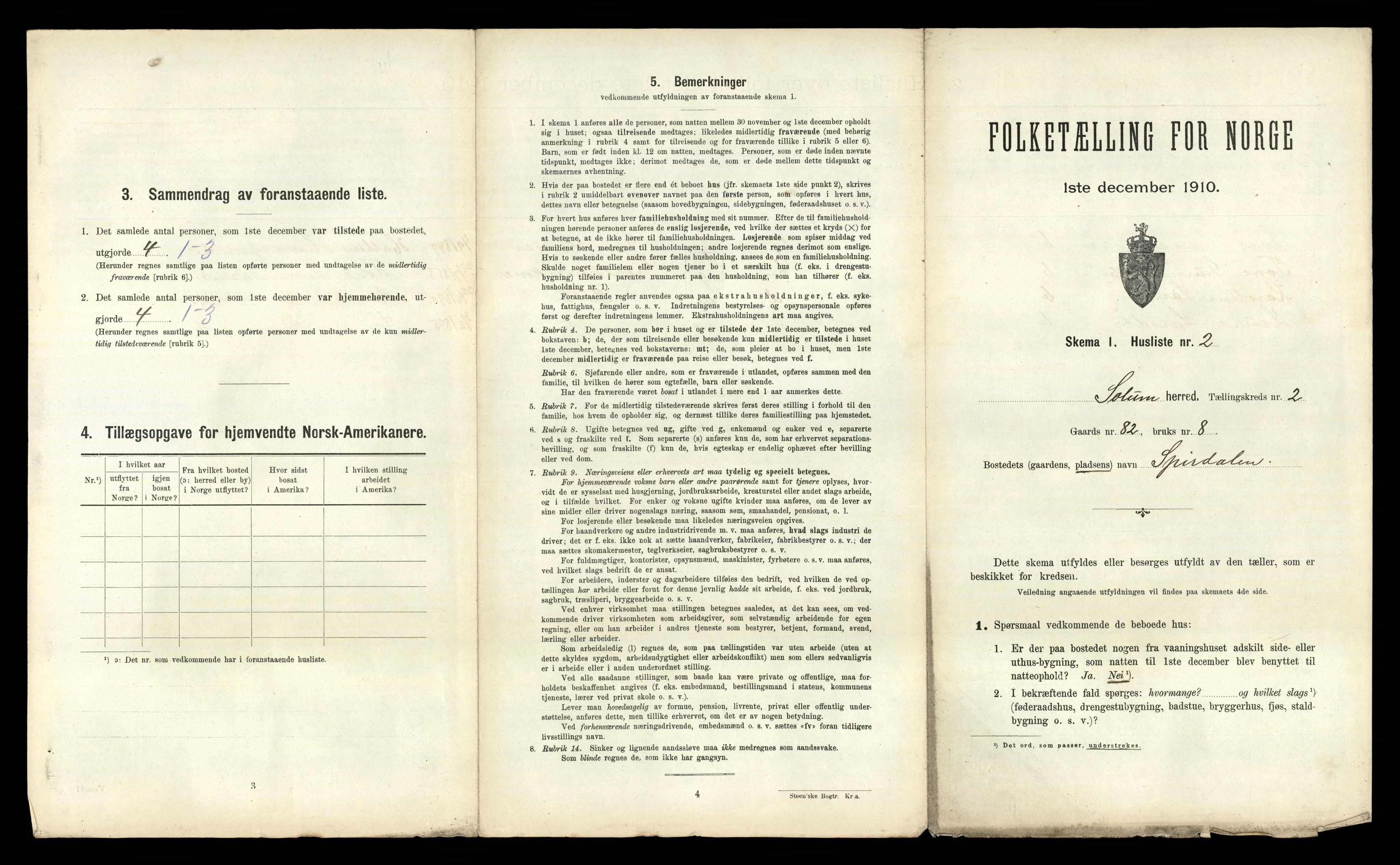 RA, 1910 census for Solum, 1910, p. 543