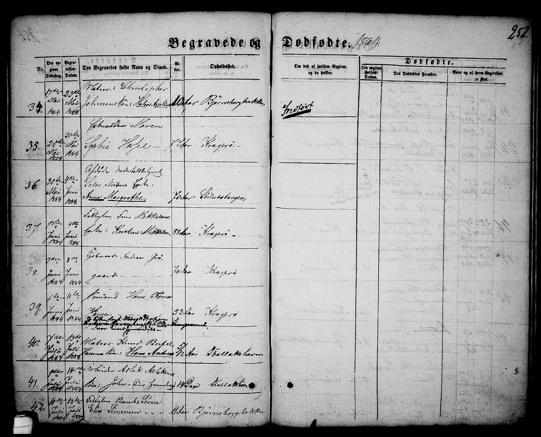 Kragerø kirkebøker, AV/SAKO-A-278/G/Ga/L0004: Parish register (copy) no. 4, 1853-1865, p. 252