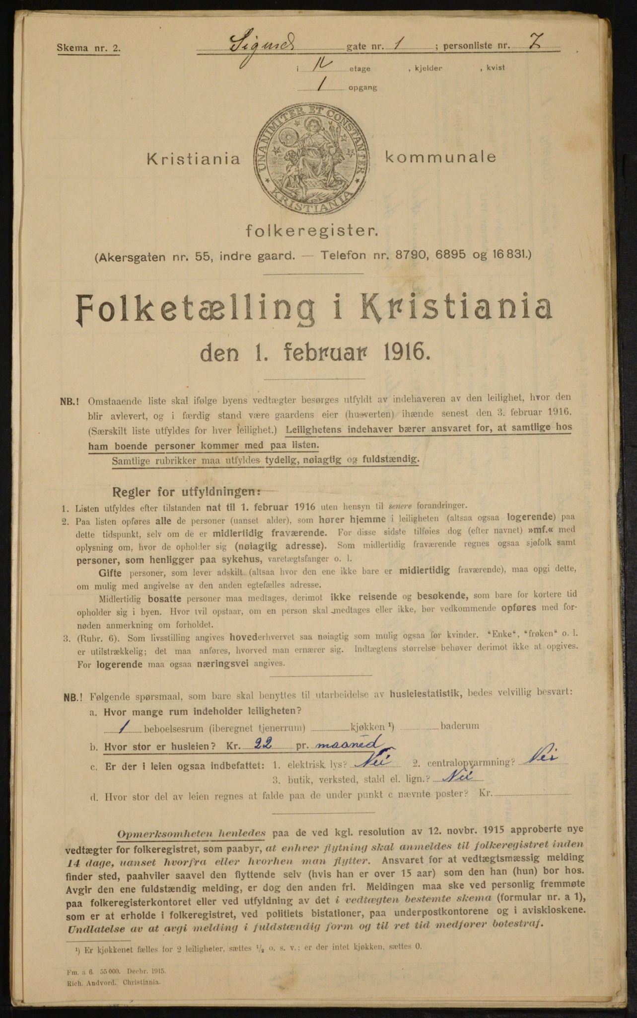 OBA, Municipal Census 1916 for Kristiania, 1916, p. 97203