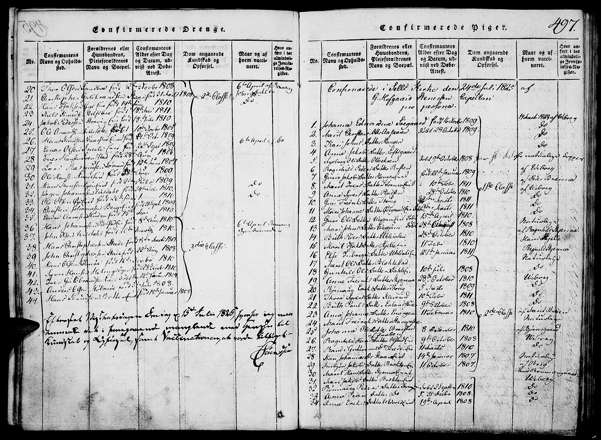 Vågå prestekontor, SAH/PREST-076/H/Ha/Hab/L0001: Parish register (copy) no. 1, 1815-1827, p. 496-497