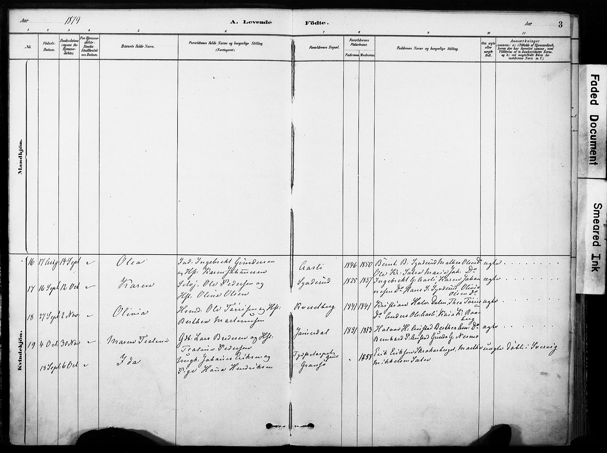 Hof prestekontor, AV/SAH-PREST-038/H/Ha/Haa/L0011: Parish register (official) no. 11, 1879-1911, p. 3