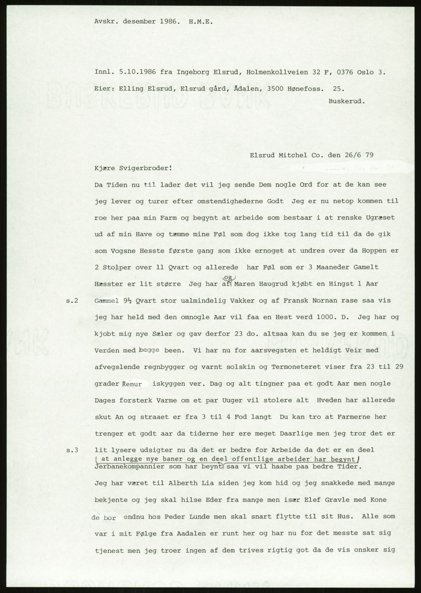 Samlinger til kildeutgivelse, Amerikabrevene, AV/RA-EA-4057/F/L0018: Innlån fra Buskerud: Elsrud, 1838-1914, p. 587