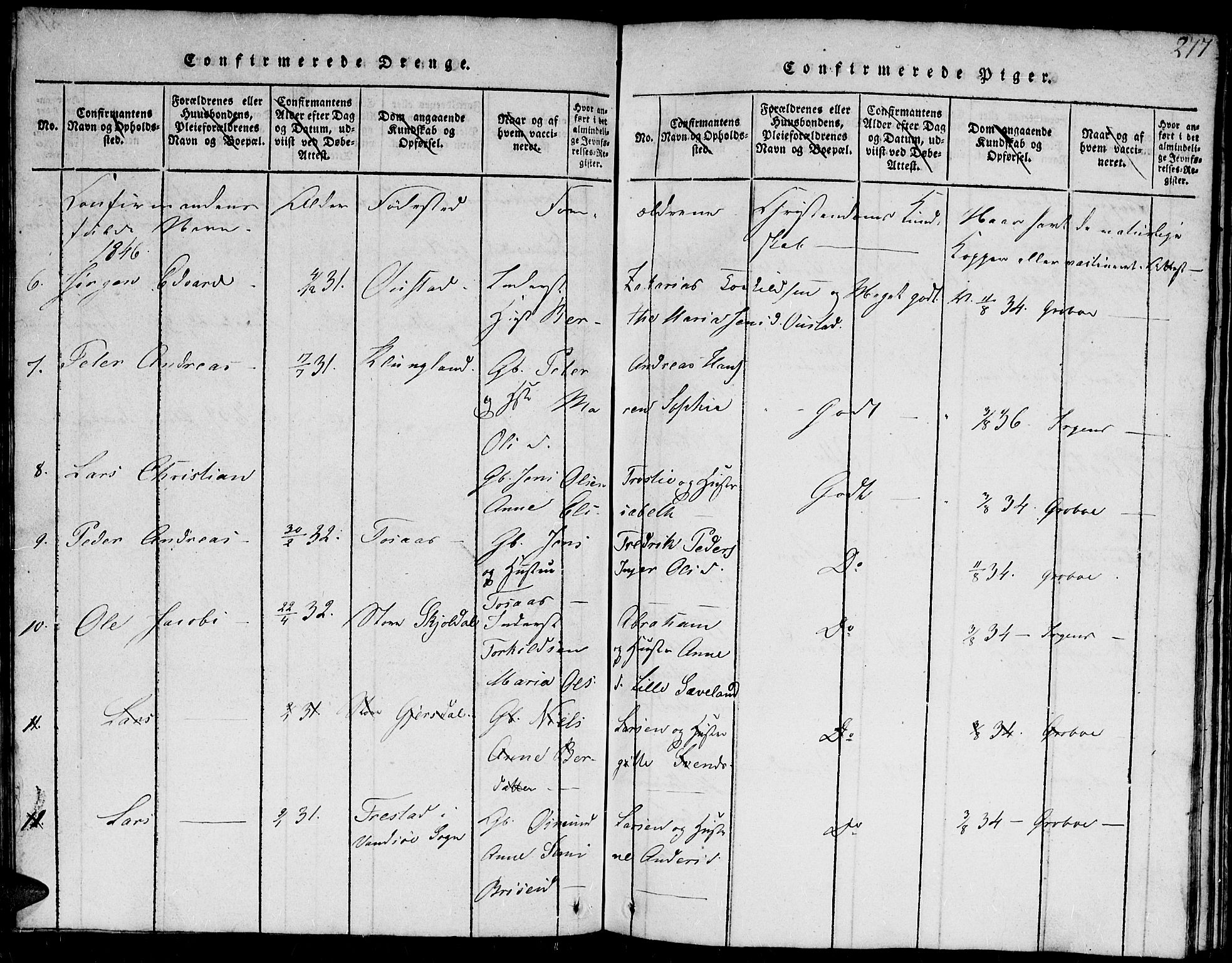 Herad sokneprestkontor, AV/SAK-1111-0018/F/Fb/Fba/L0001: Parish register (copy) no. B 1, 1815-1852, p. 277