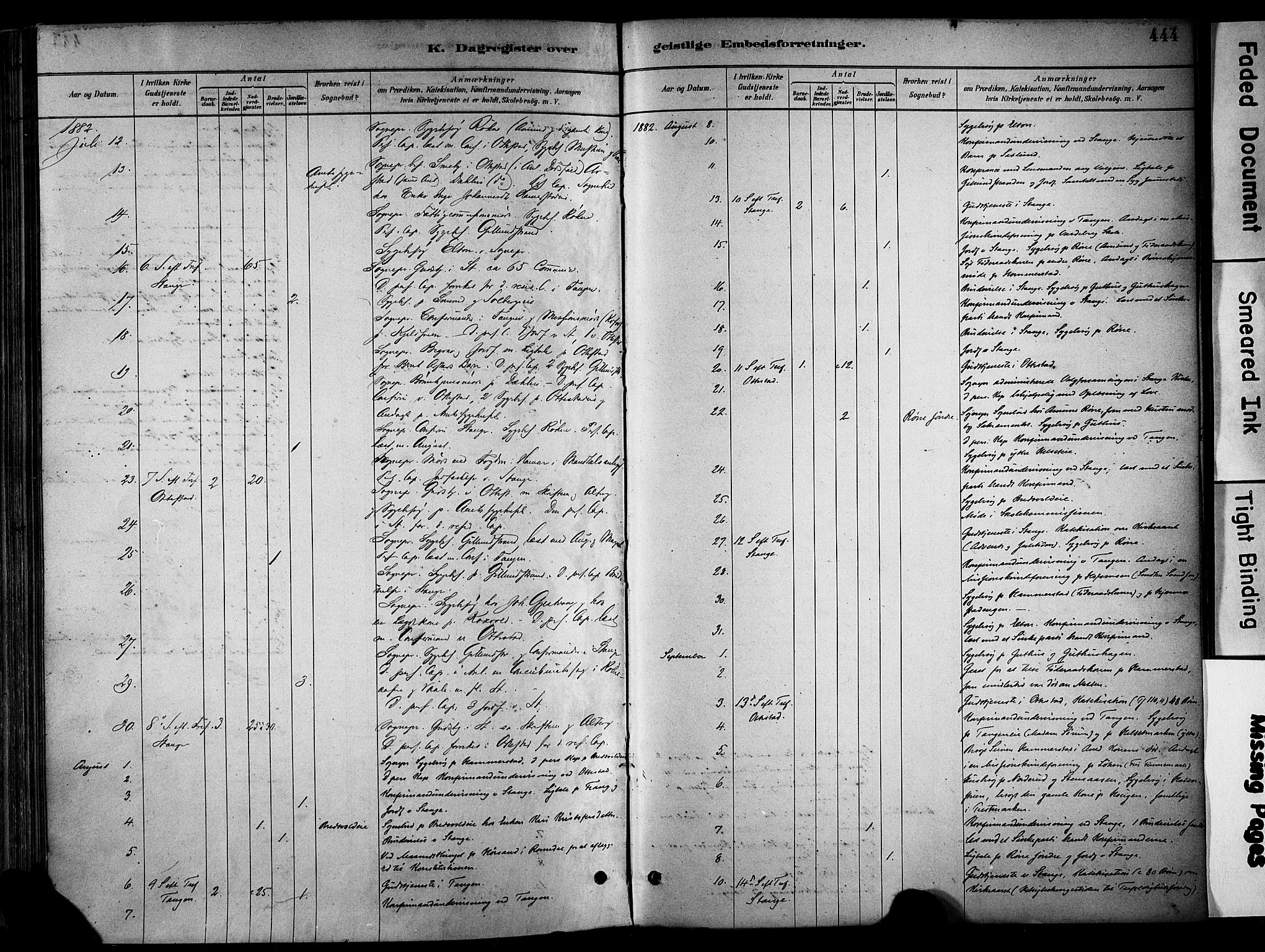 Stange prestekontor, AV/SAH-PREST-002/K/L0017: Parish register (official) no. 17, 1880-1893, p. 444