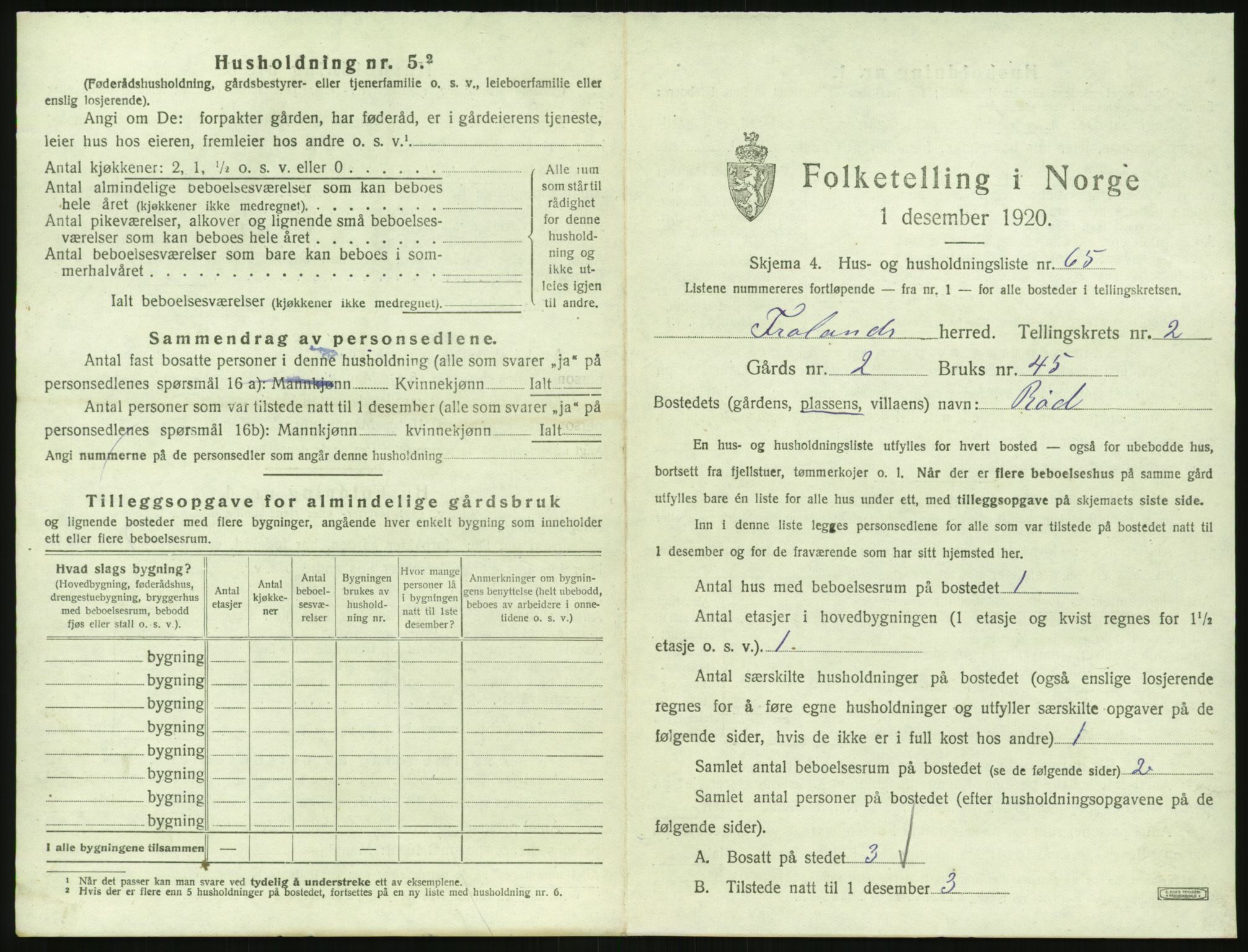 SAK, 1920 census for Froland, 1920, p. 327