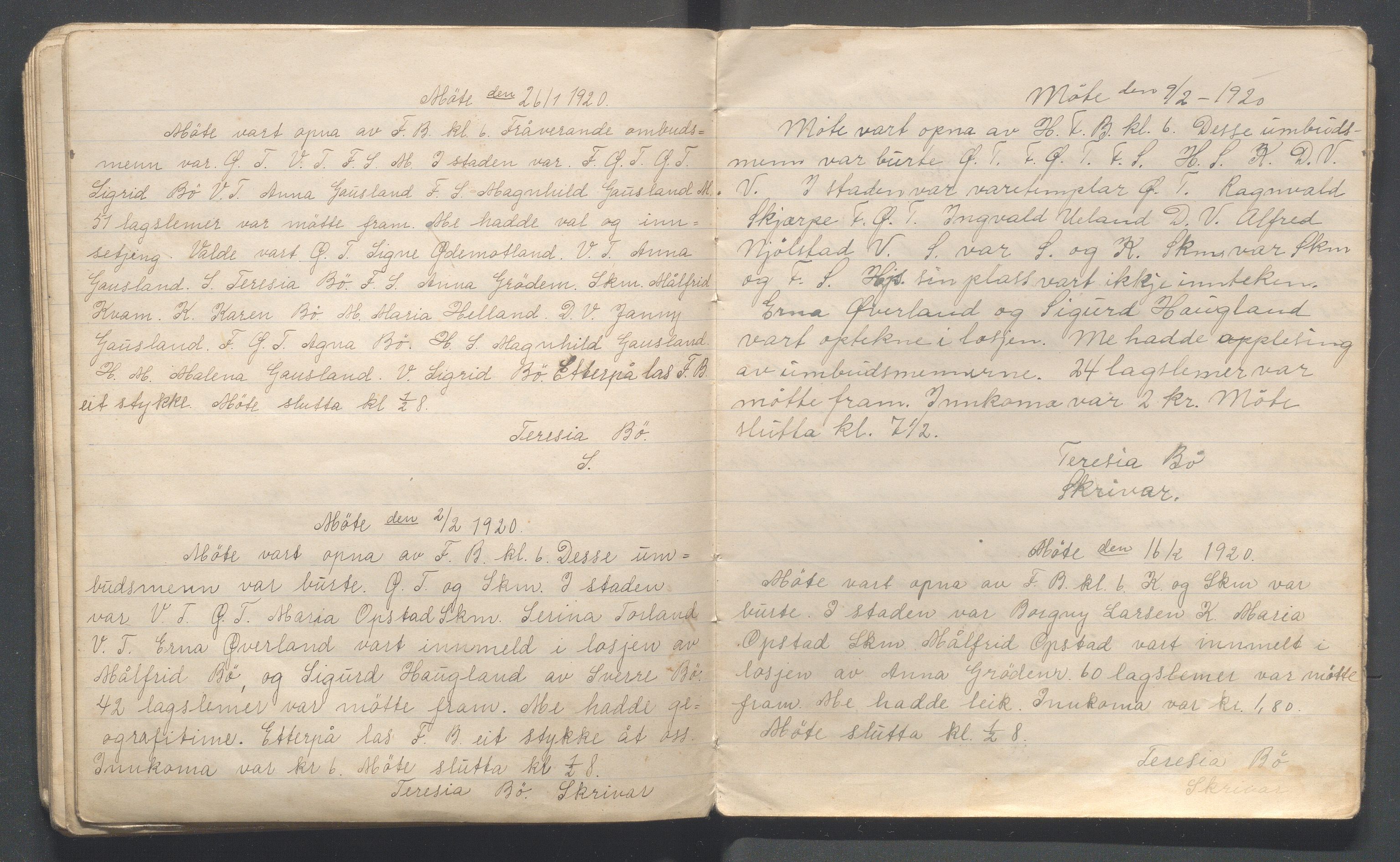 Hå kommune - PA 013 Barnelosje "Jadars Framtid" nr. 209, IKAR/K-102220/A/L0001: Møtebok, 1917-1921, p. 44