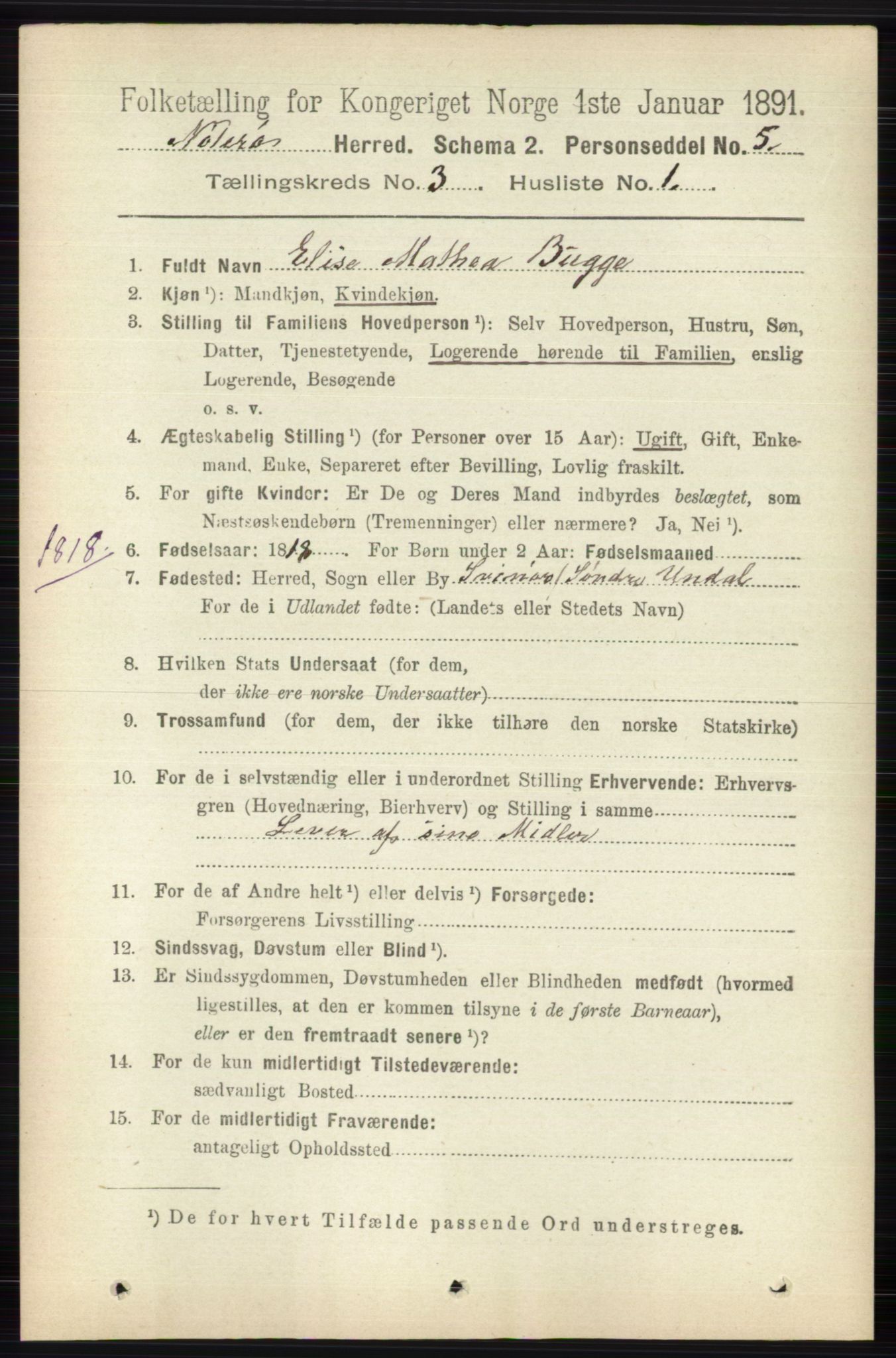 RA, 1891 census for 0722 Nøtterøy, 1891, p. 1546