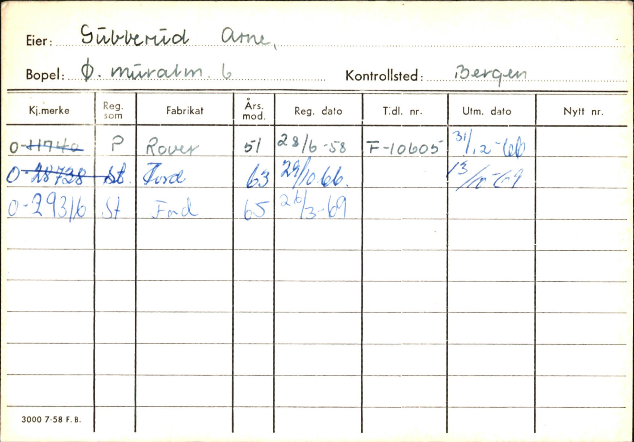 Statens vegvesen, Hordaland vegkontor, AV/SAB-A-5201/2/Hb/L0011: O-eierkort G-H, 1920-1971, p. 3