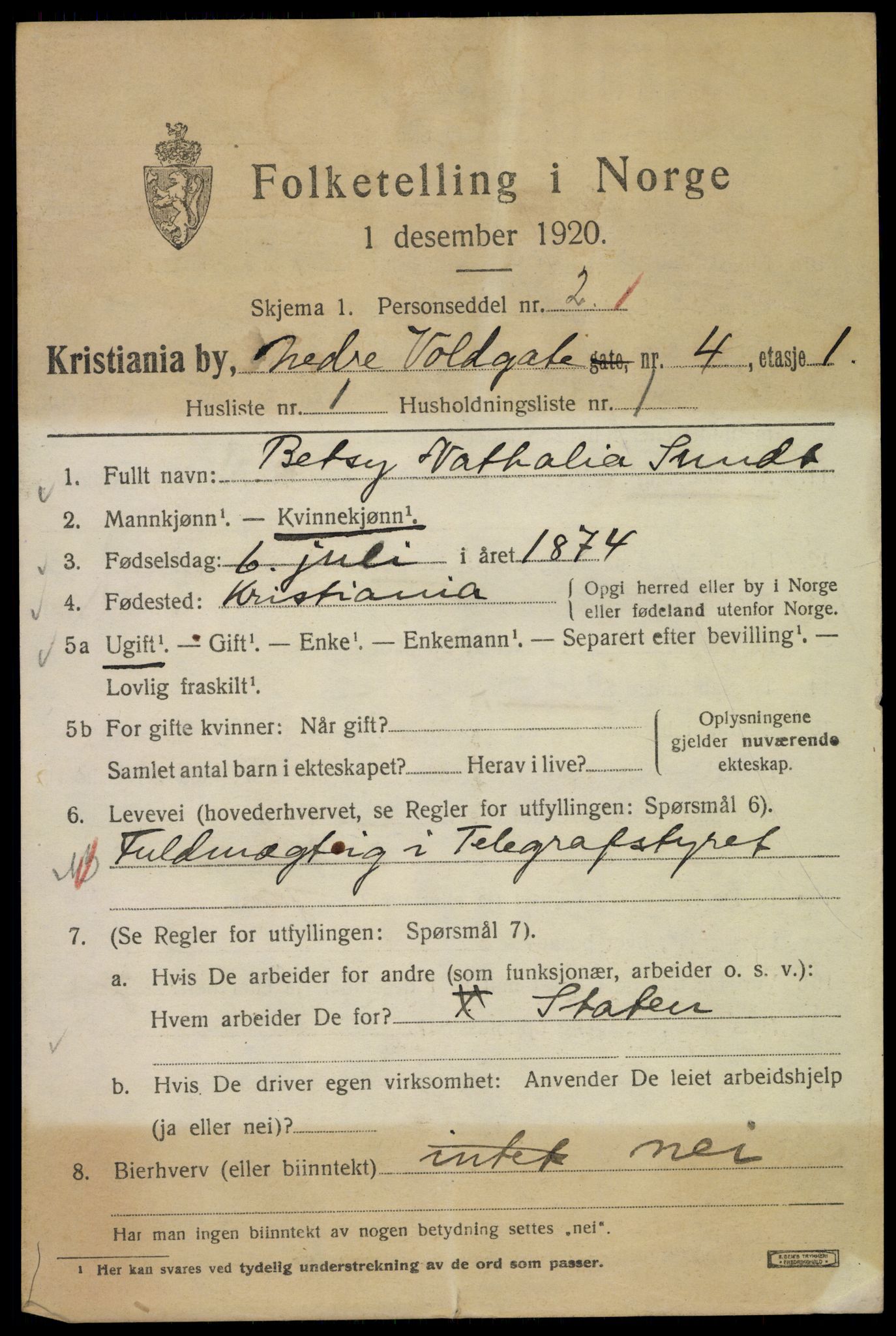 SAO, 1920 census for Kristiania, 1920, p. 410639