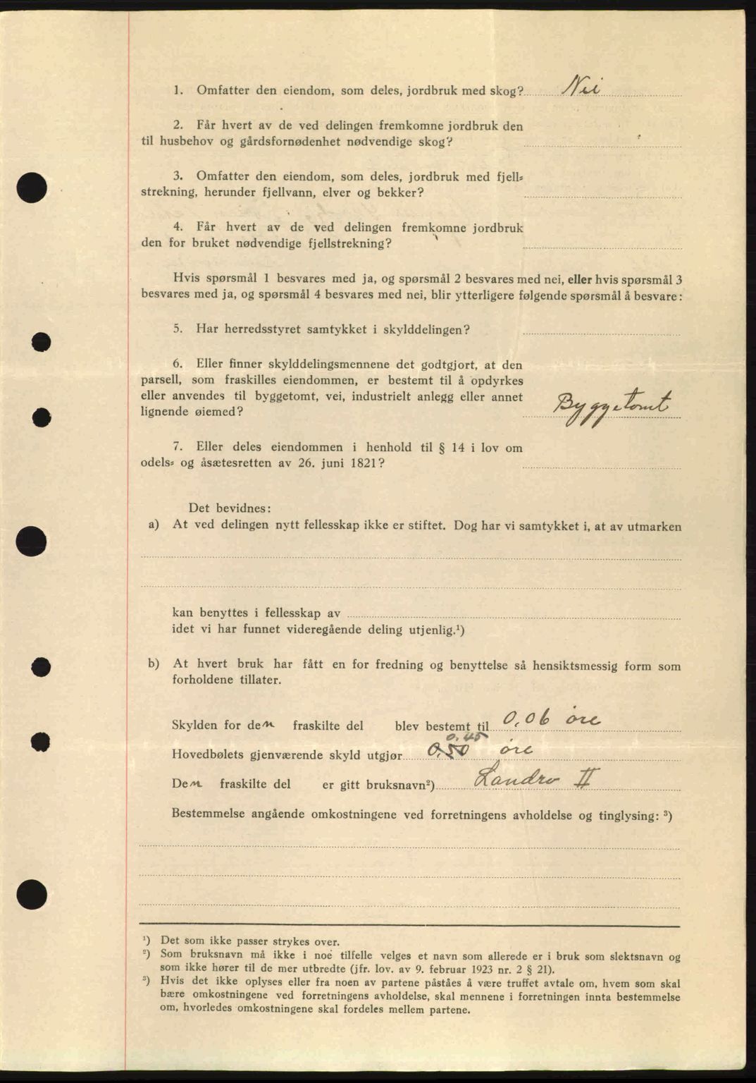 Nordre Sunnmøre sorenskriveri, AV/SAT-A-0006/1/2/2C/2Ca: Mortgage book no. A15, 1942-1943, Diary no: : 606/1943