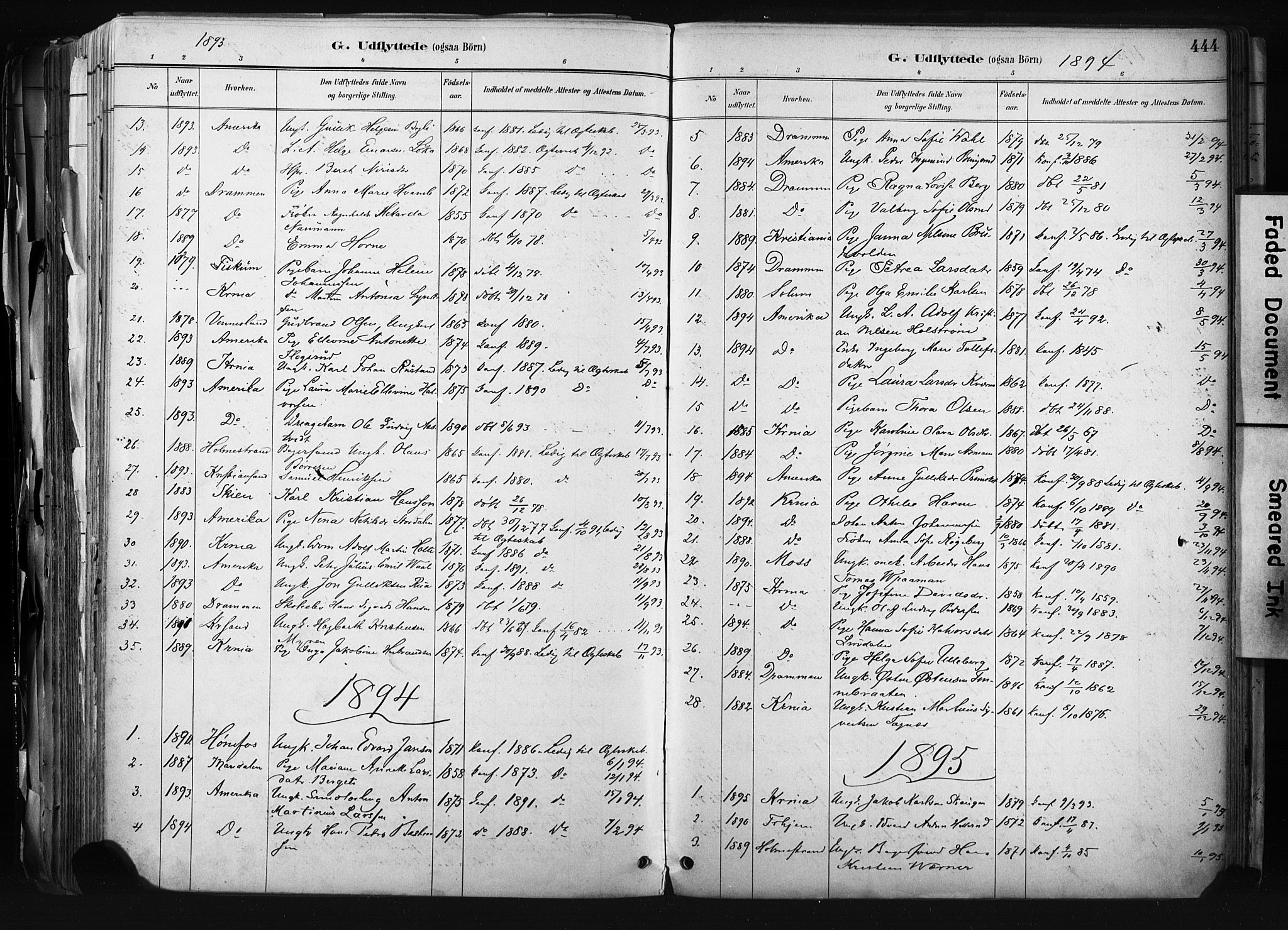 Kongsberg kirkebøker, SAKO/A-22/F/Fb/L0002: Parish register (official) no. II 2, 1886-1896, p. 444