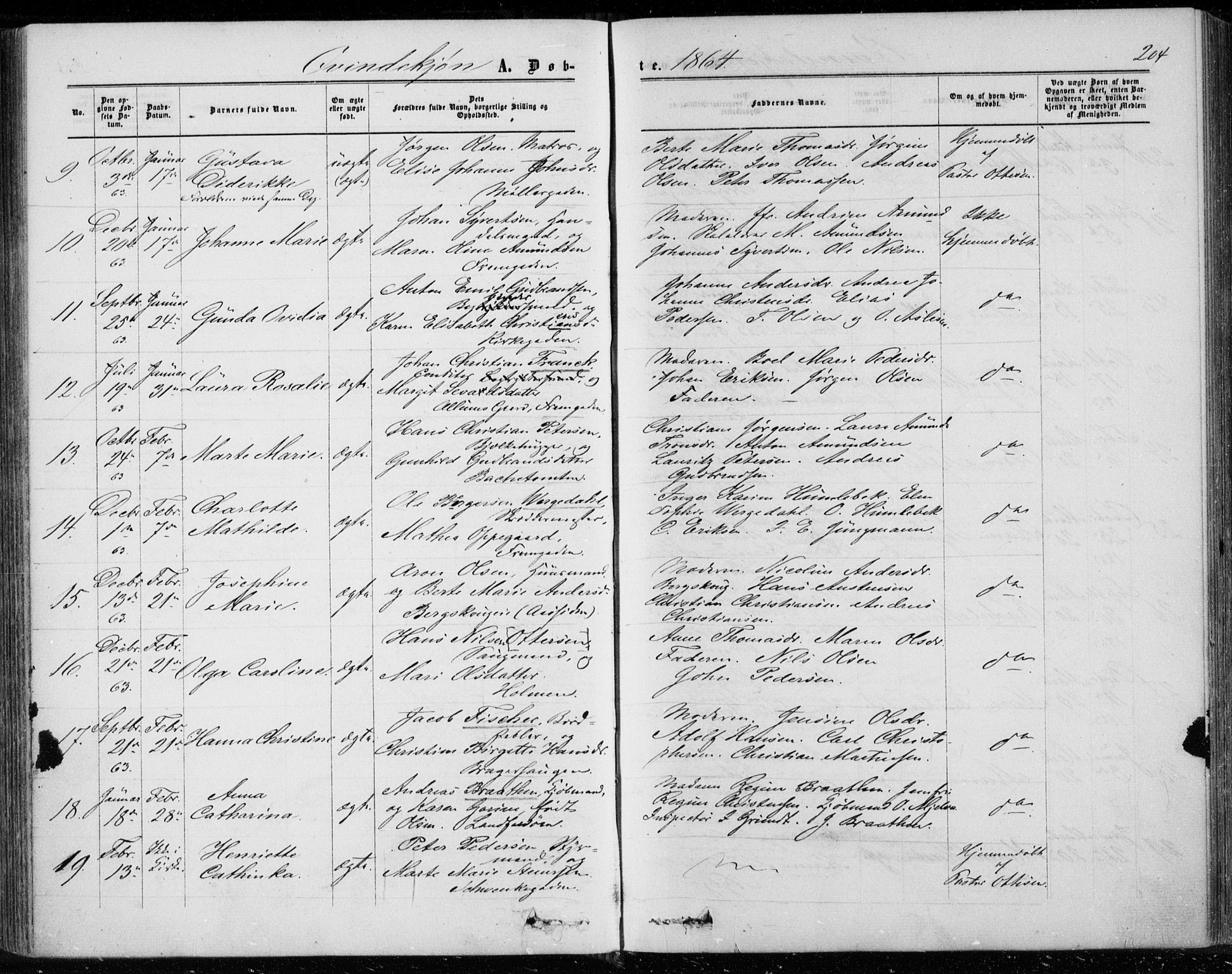 Bragernes kirkebøker, AV/SAKO-A-6/F/Fb/L0003: Parish register (official) no. II 3, 1860-1868, p. 204