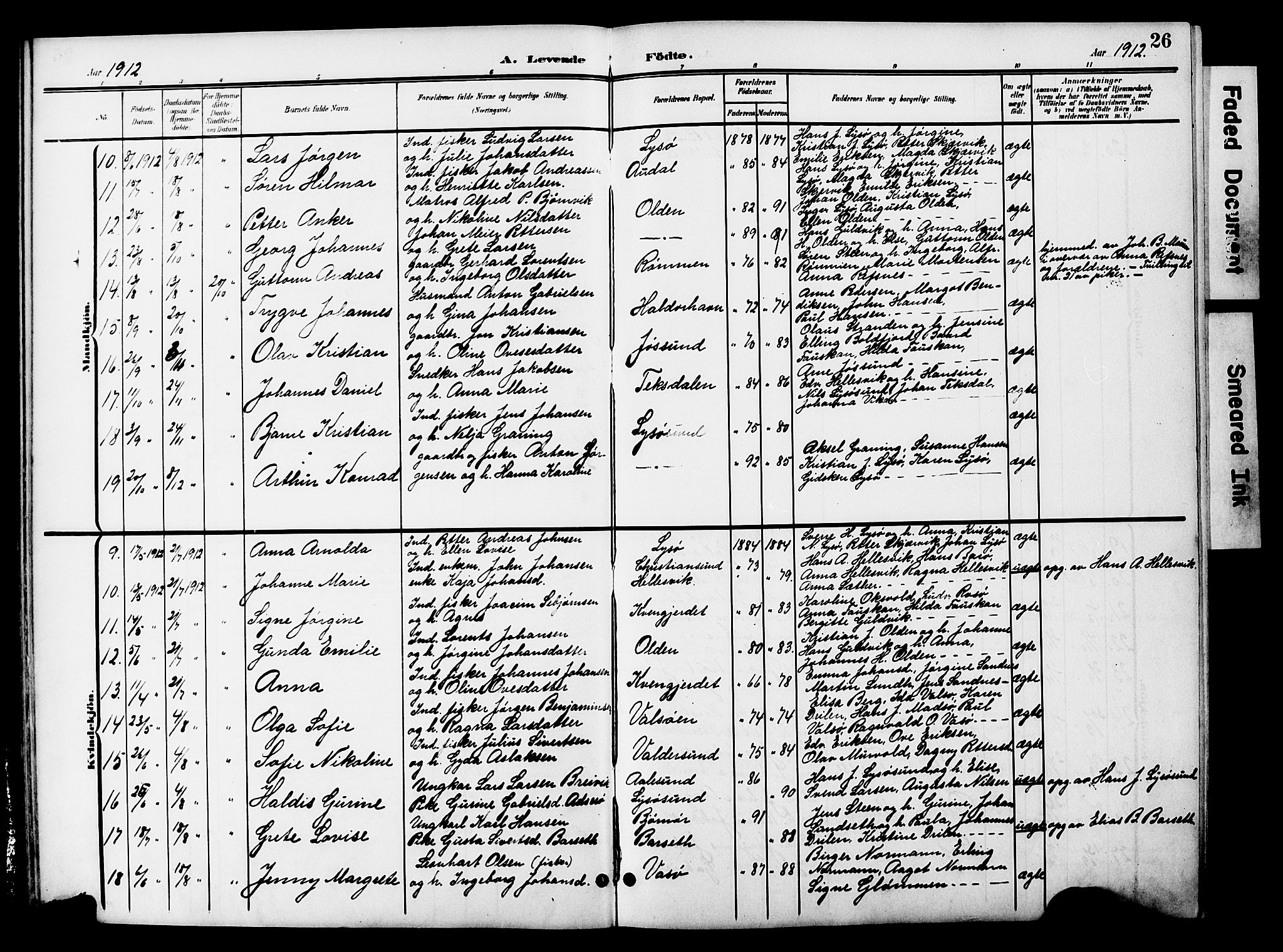 Ministerialprotokoller, klokkerbøker og fødselsregistre - Sør-Trøndelag, SAT/A-1456/654/L0666: Parish register (copy) no. 654C02, 1901-1925, p. 26