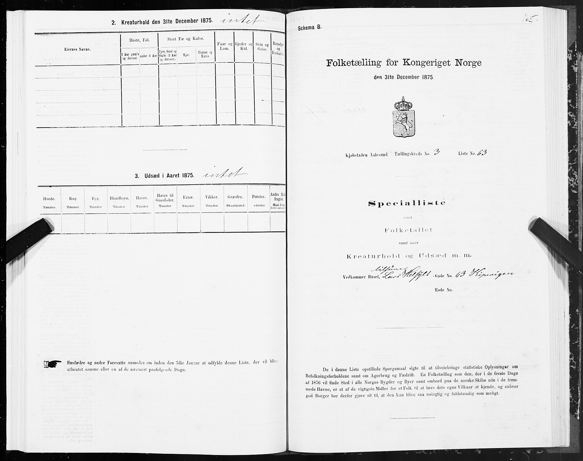 SAT, 1875 census for 1501P Ålesund, 1875, p. 3165