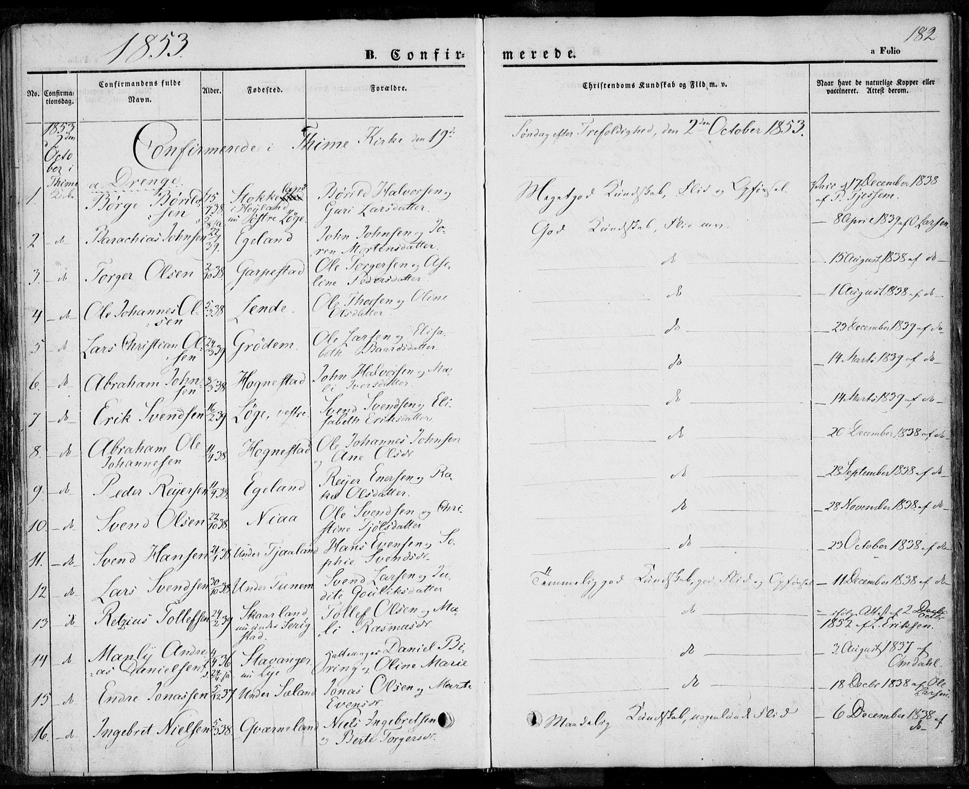 Lye sokneprestkontor, SAST/A-101794/001/30BA/L0005: Parish register (official) no. A 5.1, 1842-1855, p. 182
