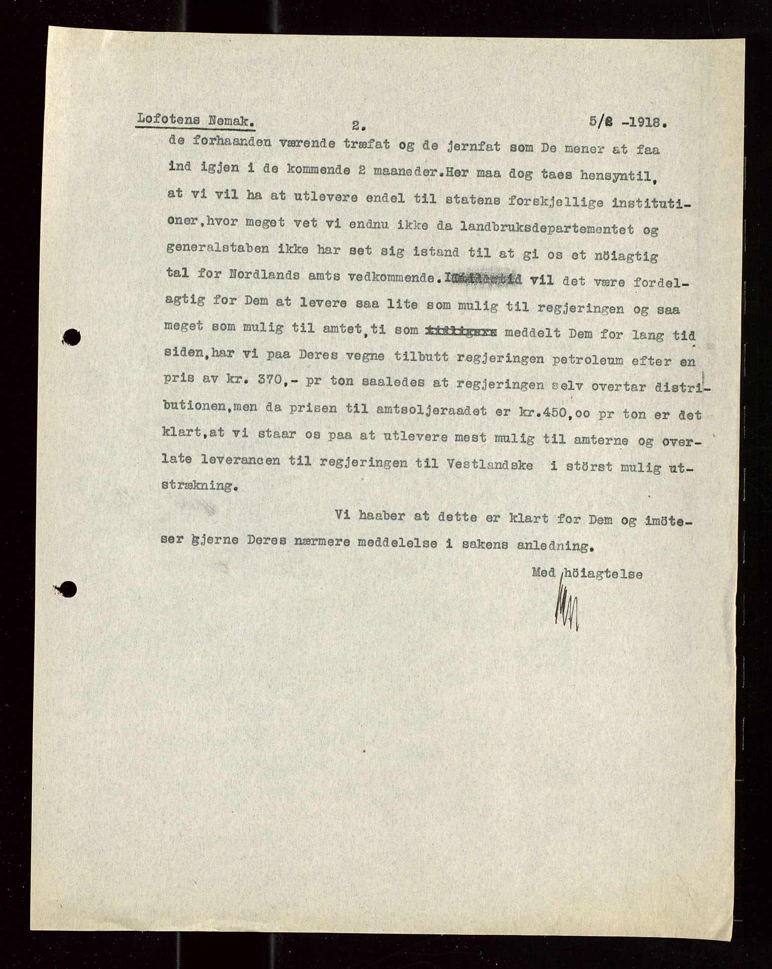 Pa 1521 - A/S Norske Shell, AV/SAST-A-101915/E/Ea/Eaa/L0022: Sjefskorrespondanse, 1918, p. 60