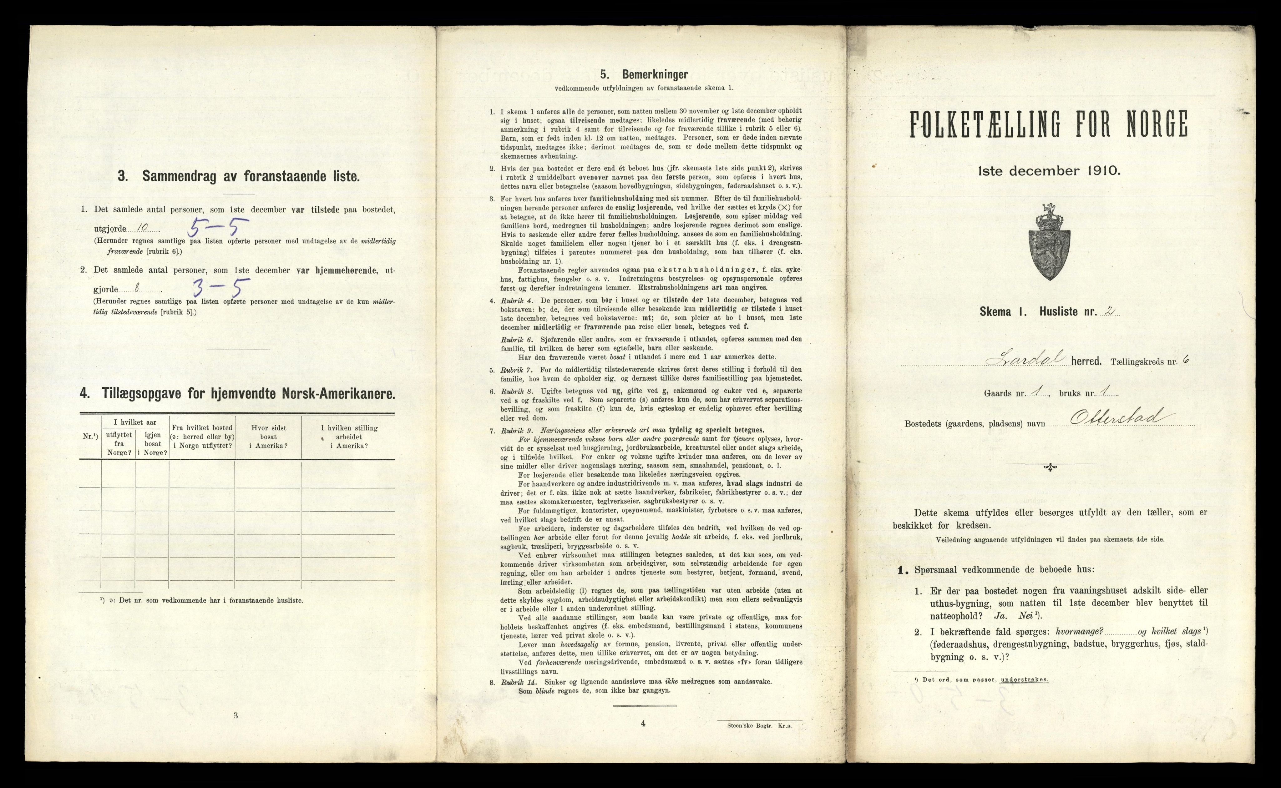 RA, 1910 census for Lardal, 1910, p. 766