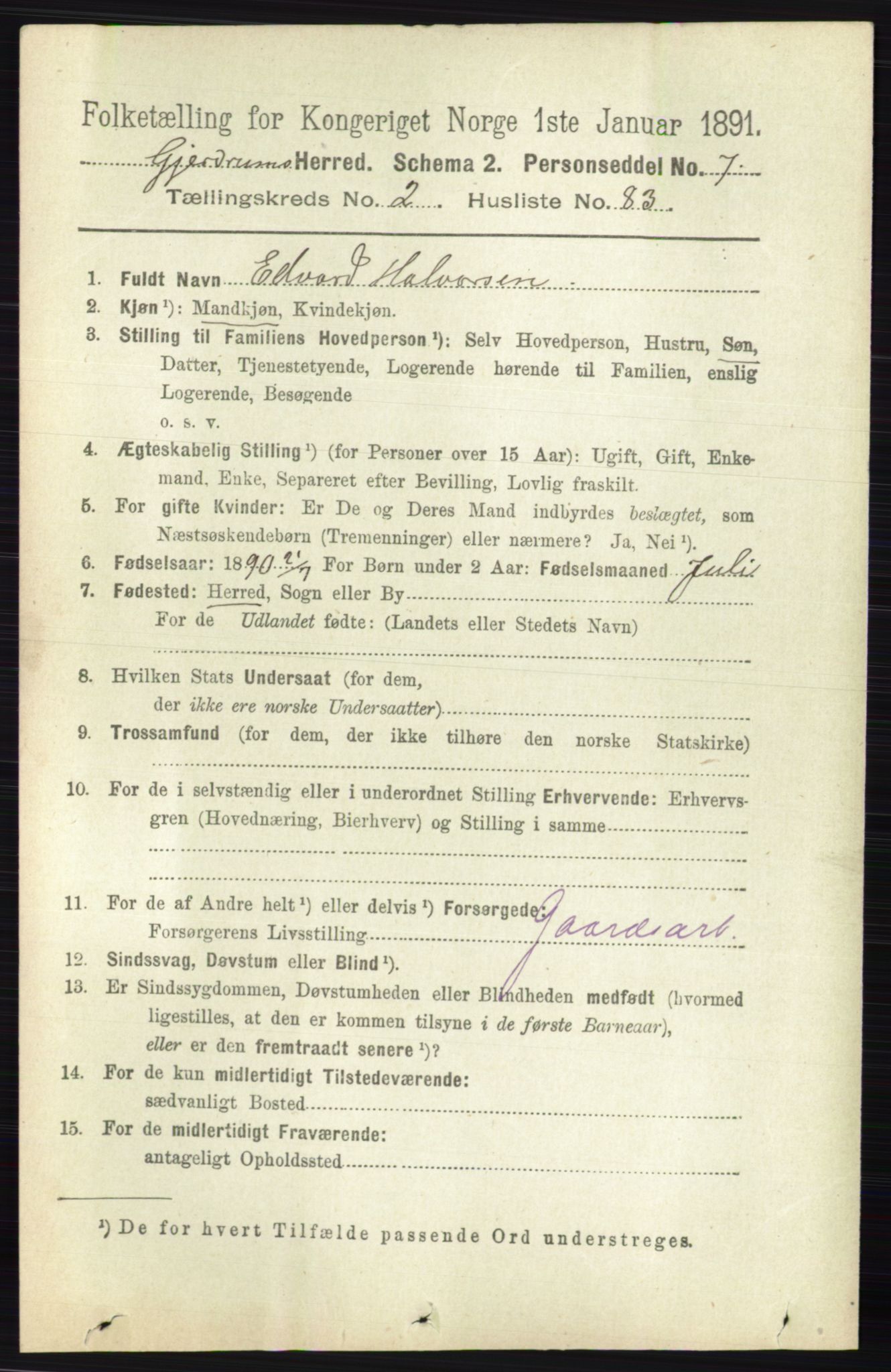 RA, 1891 census for 0234 Gjerdrum, 1891, p. 1065