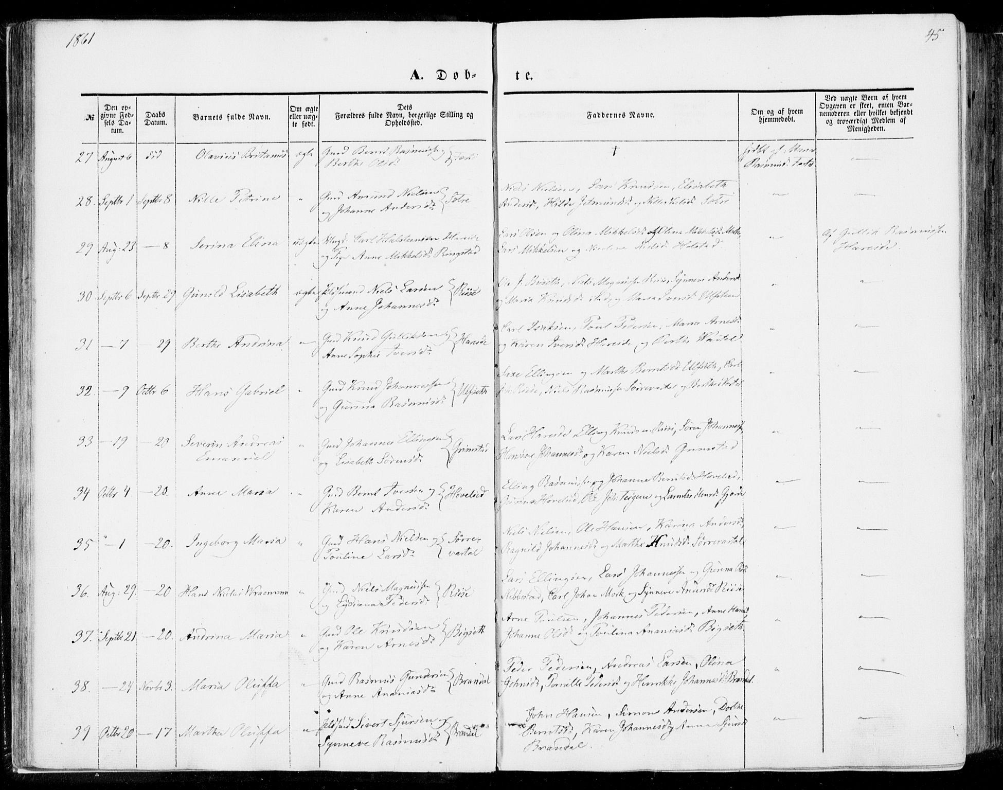 Ministerialprotokoller, klokkerbøker og fødselsregistre - Møre og Romsdal, SAT/A-1454/510/L0121: Parish register (official) no. 510A01, 1848-1877, p. 45