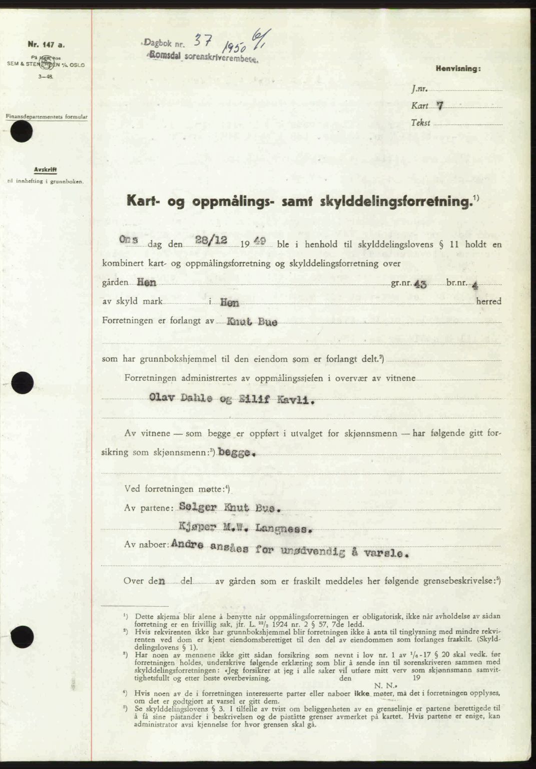 Romsdal sorenskriveri, AV/SAT-A-4149/1/2/2C: Mortgage book no. A32, 1950-1950, Diary no: : 37/1950